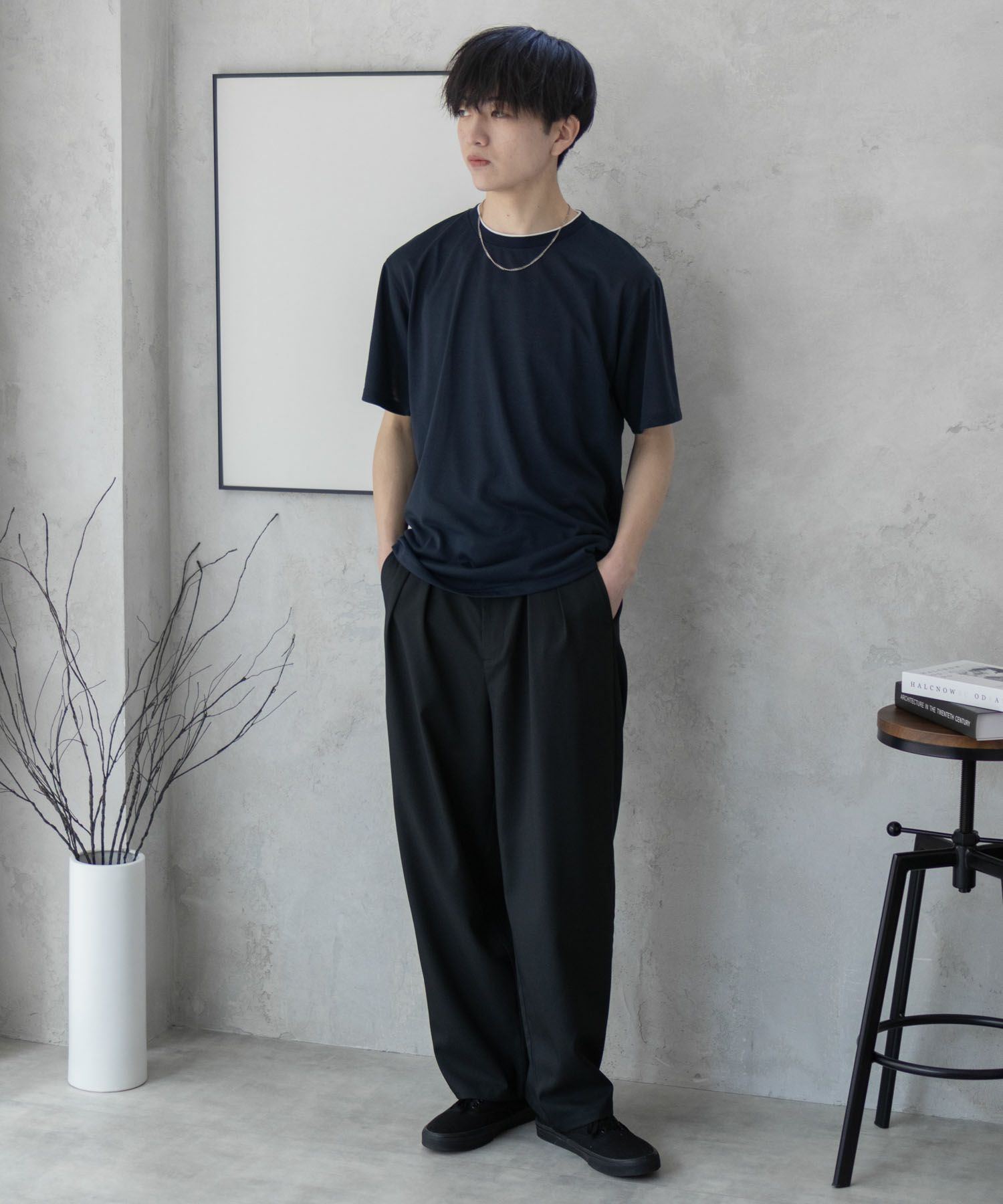 NAVY 天竺クルーレイヤードTシャツ メンズ