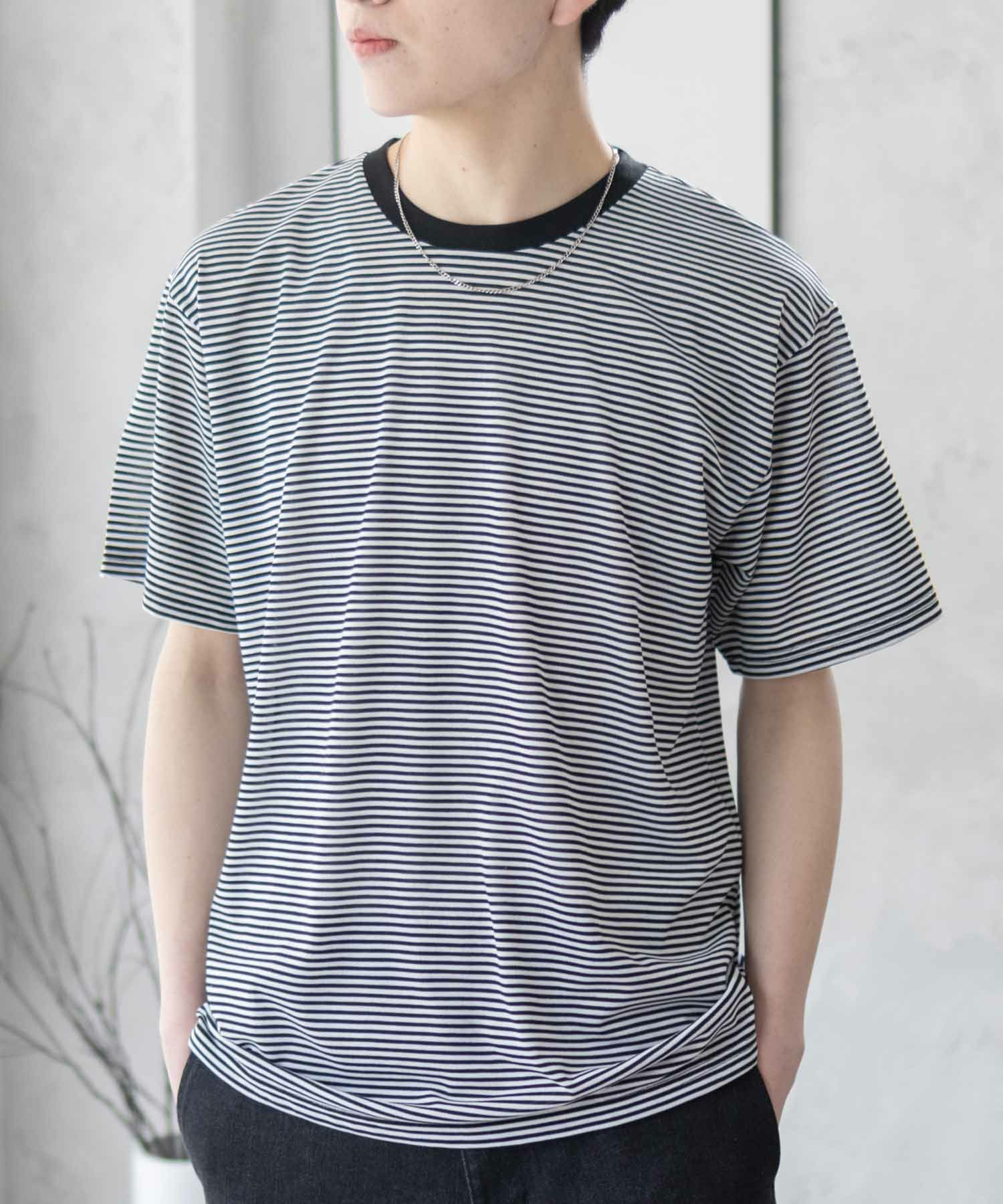NAVY  ボーダークルーTシャツ メンズ商品画像-1