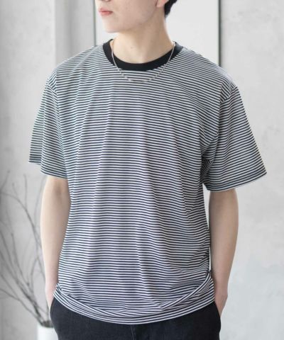 NAVY  ボーダークルーTシャツ メンズ