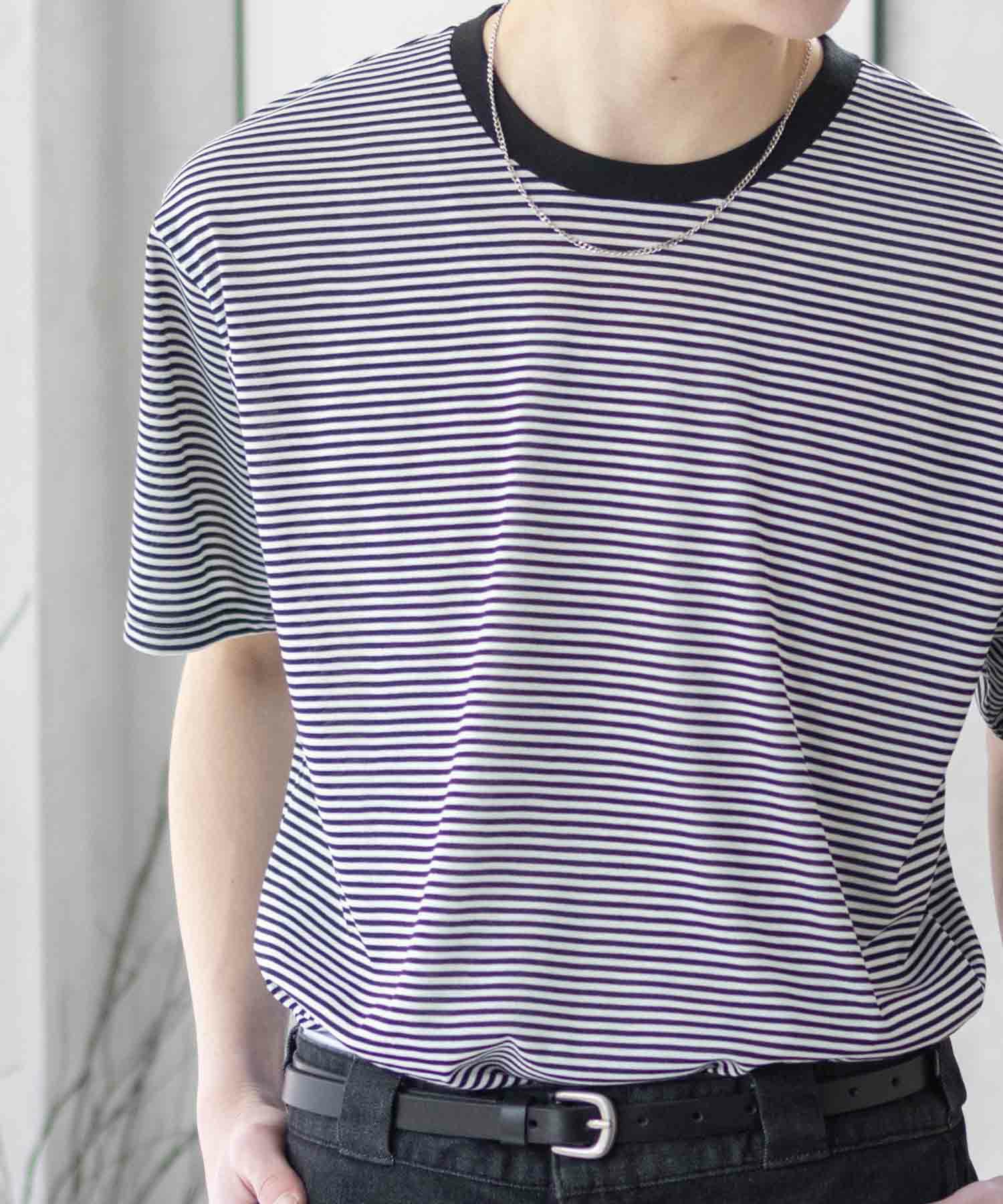 NAVY ボーダークルーTシャツ メンズ