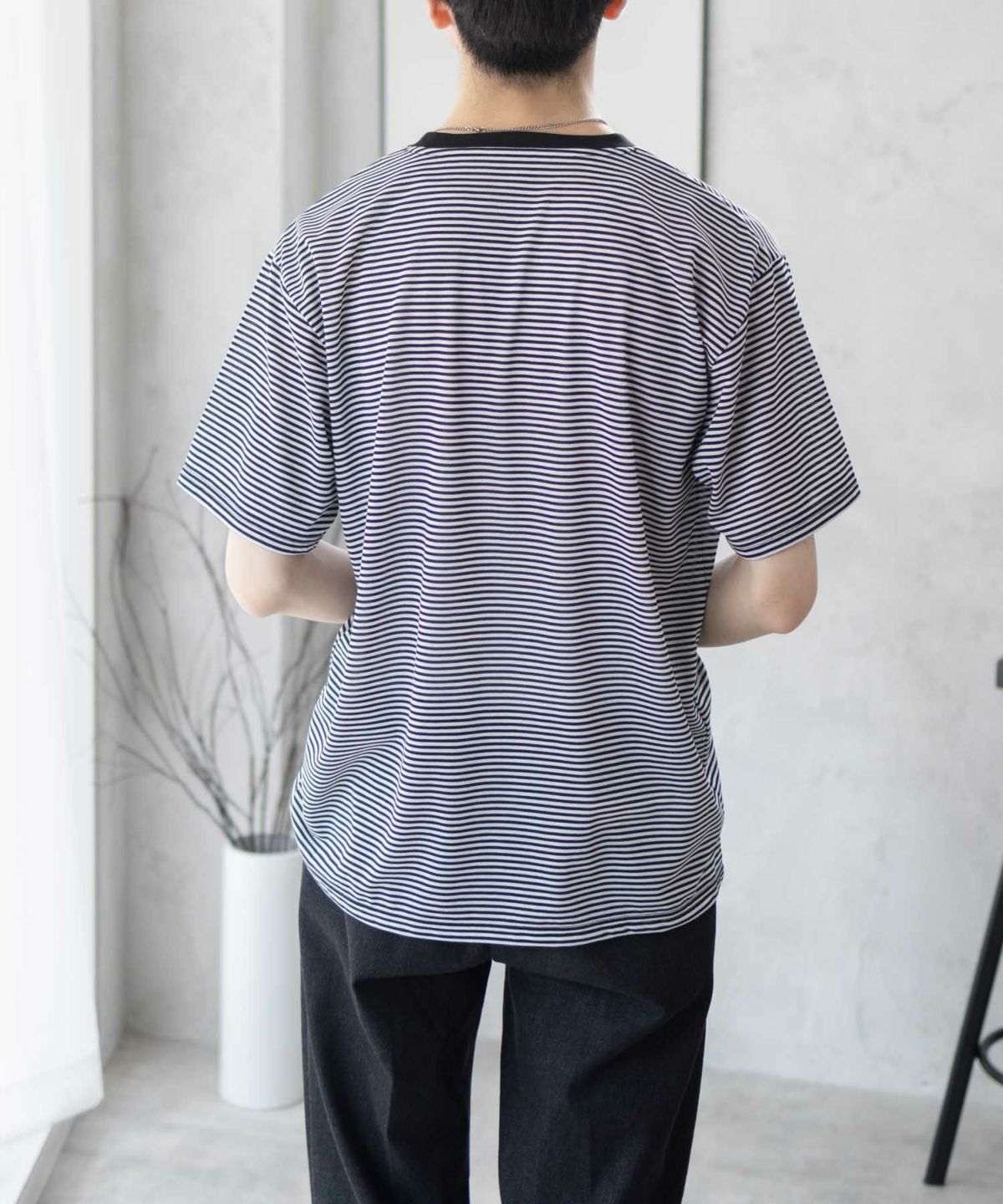 NAVY ボーダークルーTシャツ メンズ