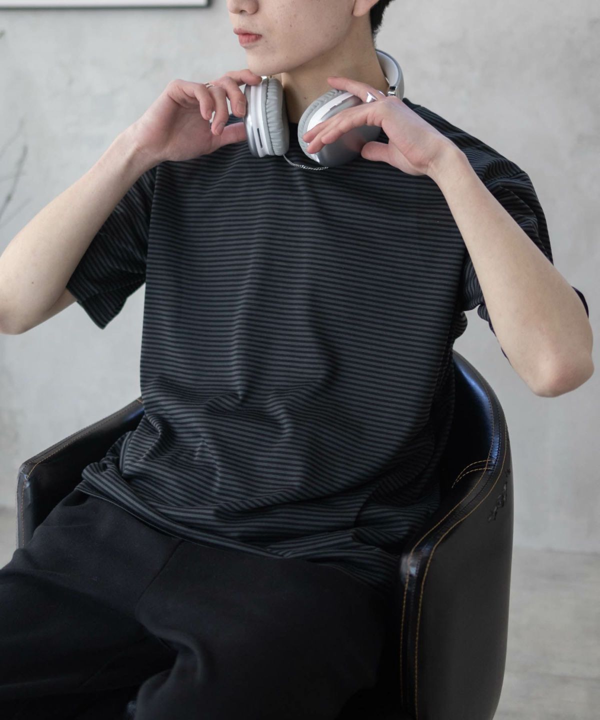 NAVY ボーダークルーTシャツ メンズ