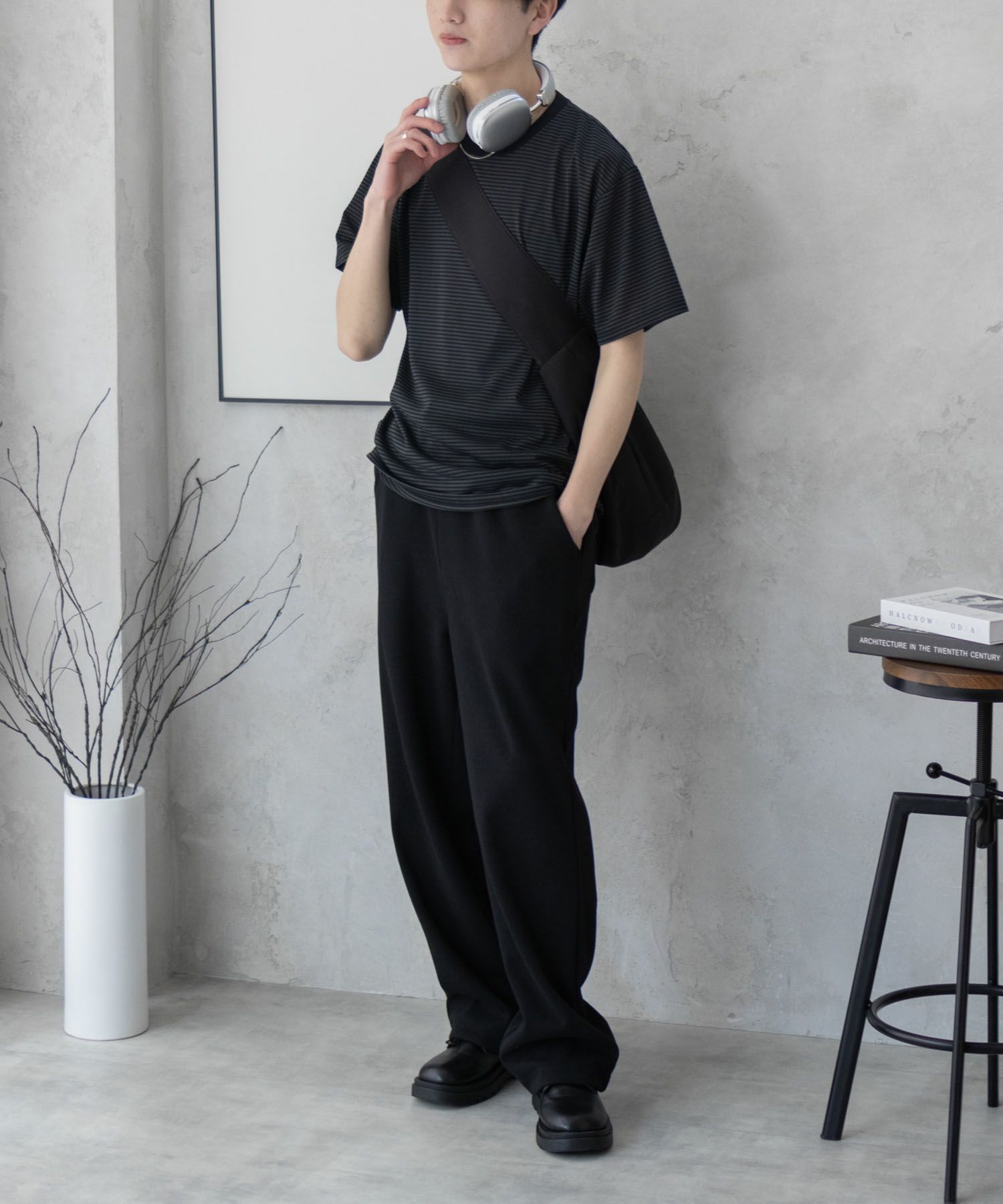 NAVY ボーダークルーTシャツ メンズ
