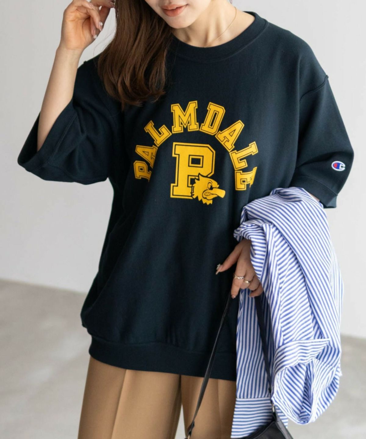 Champion リバースウィーブショートスリーブスウェットシャツ メンズ