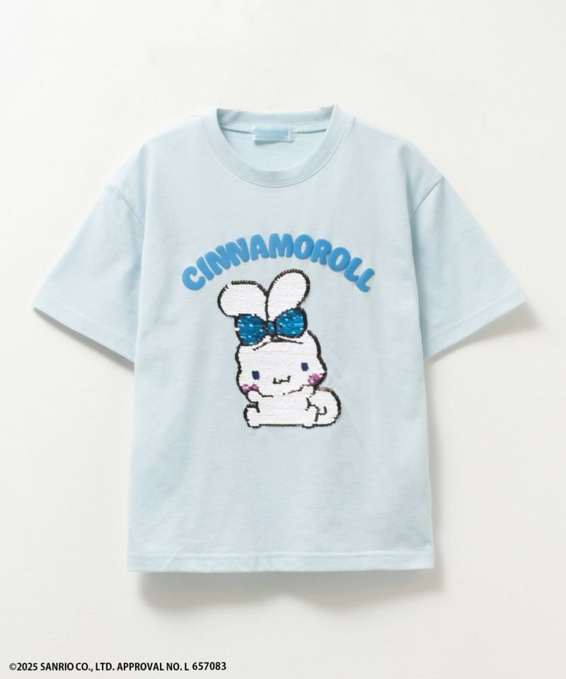 サンリオキャラクターズ シナモロール スパンコールTシャツ キッズ メール便 対応商品商品画像-1