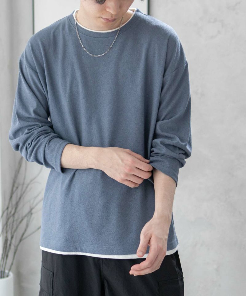 [期間限定価格]URBAN COLLECTION  梨地フェイクレイヤード長袖Tシャツ メンズ商品画像-2