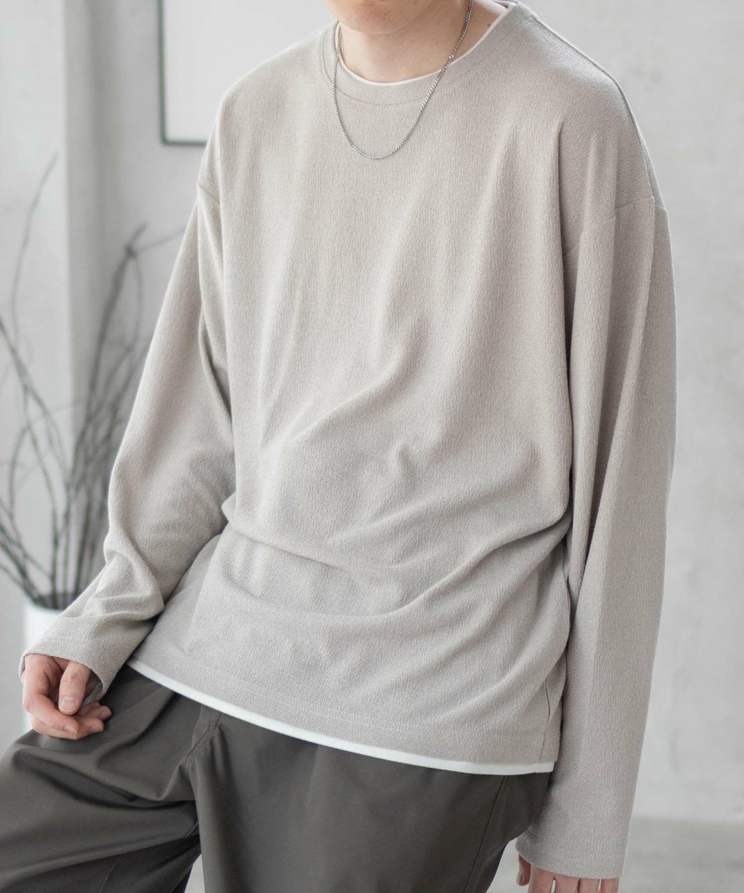 URBAN COLLECTION 梨地フェイクレイヤード長袖Tシャツ メンズ