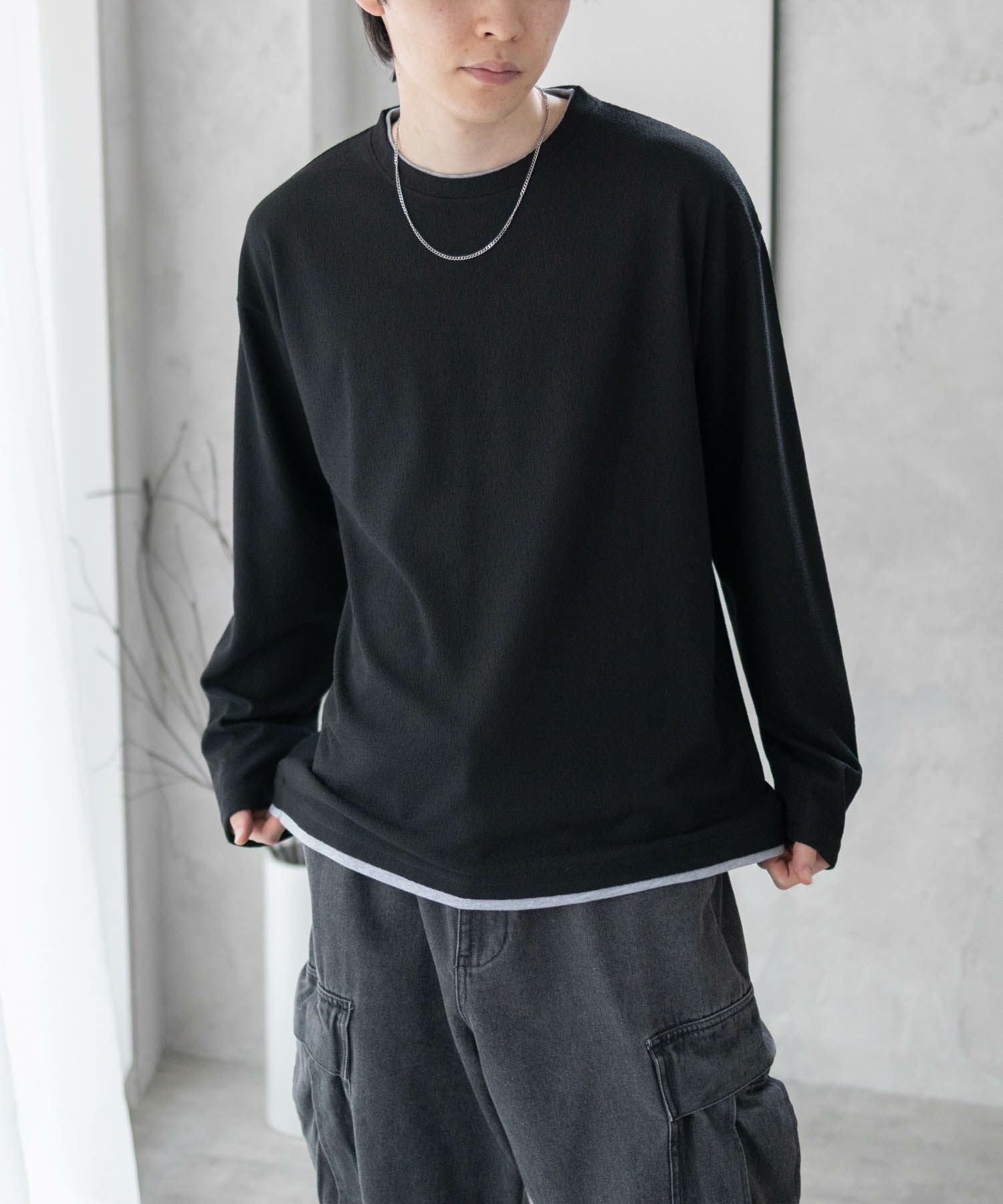 URBAN COLLECTION 梨地フェイクレイヤード長袖Tシャツ メンズ商品サムネイル-6