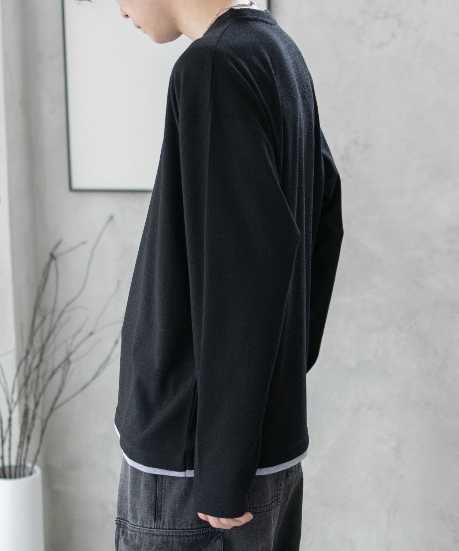 URBAN COLLECTION 梨地フェイクレイヤード長袖Tシャツ メンズ