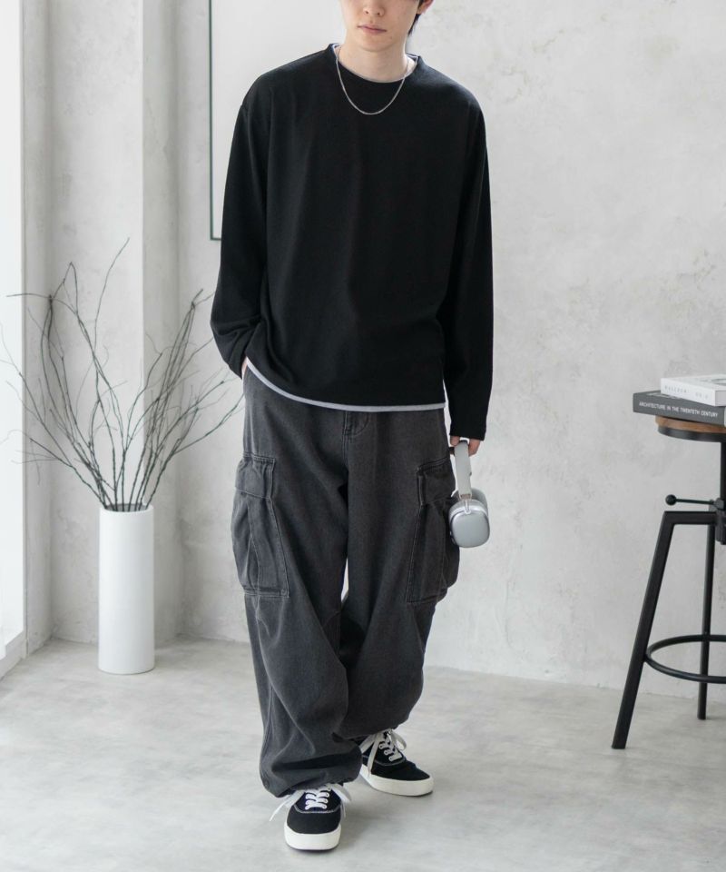 URBAN COLLECTION  梨地フェイクレイヤード長袖Tシャツ メンズ商品画像-9