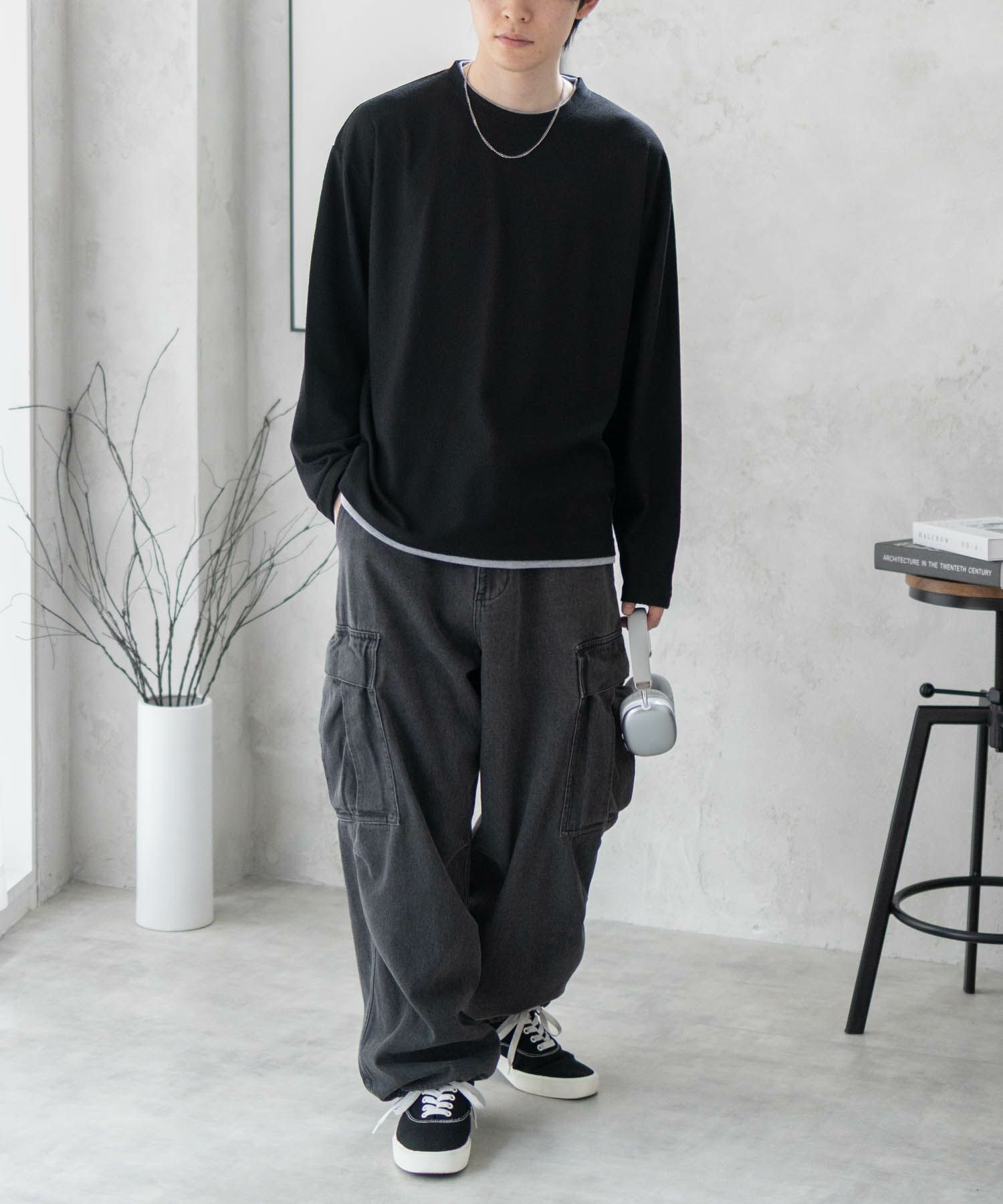 URBAN COLLECTION 梨地フェイクレイヤード長袖Tシャツ メンズ