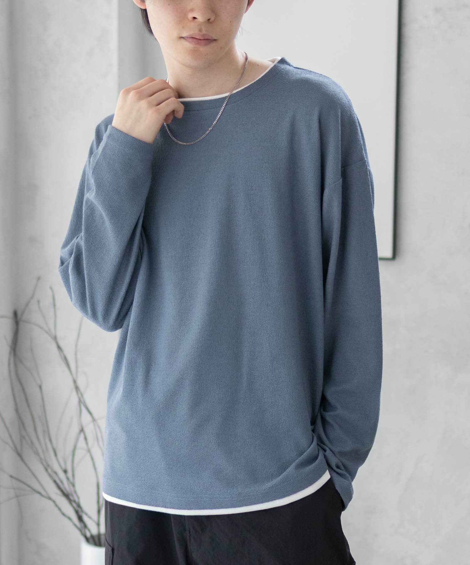 URBAN COLLECTION 梨地フェイクレイヤード長袖Tシャツ メンズ