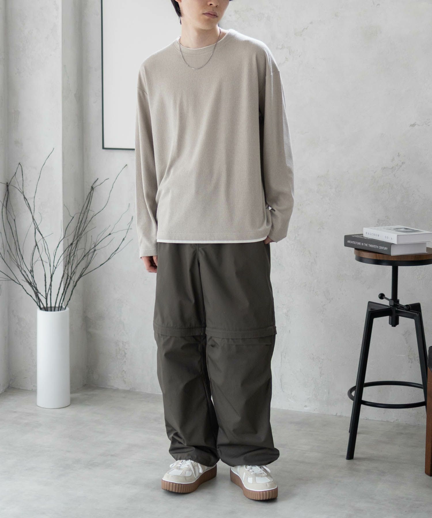 URBAN COLLECTION 梨地フェイクレイヤード長袖Tシャツ メンズ