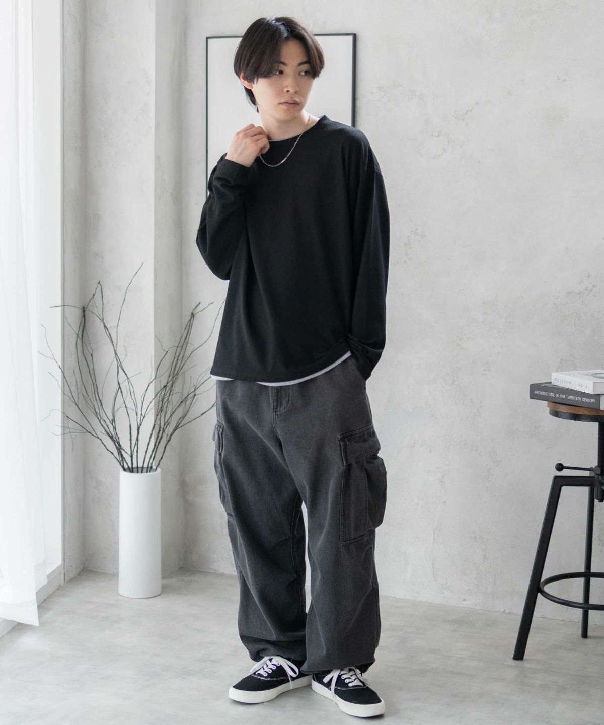 URBAN COLLECTION 梨地フェイクレイヤード長袖Tシャツ メンズ