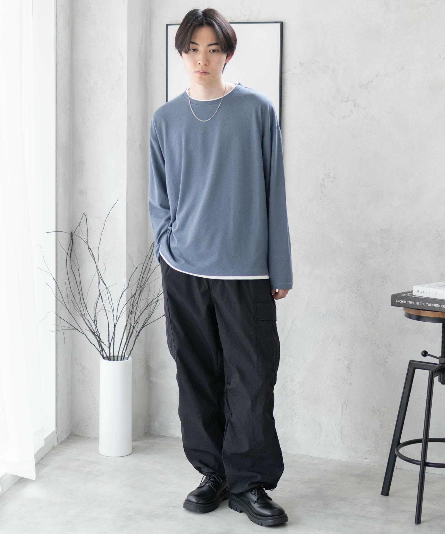URBAN COLLECTION 梨地フェイクレイヤード長袖Tシャツ メンズ