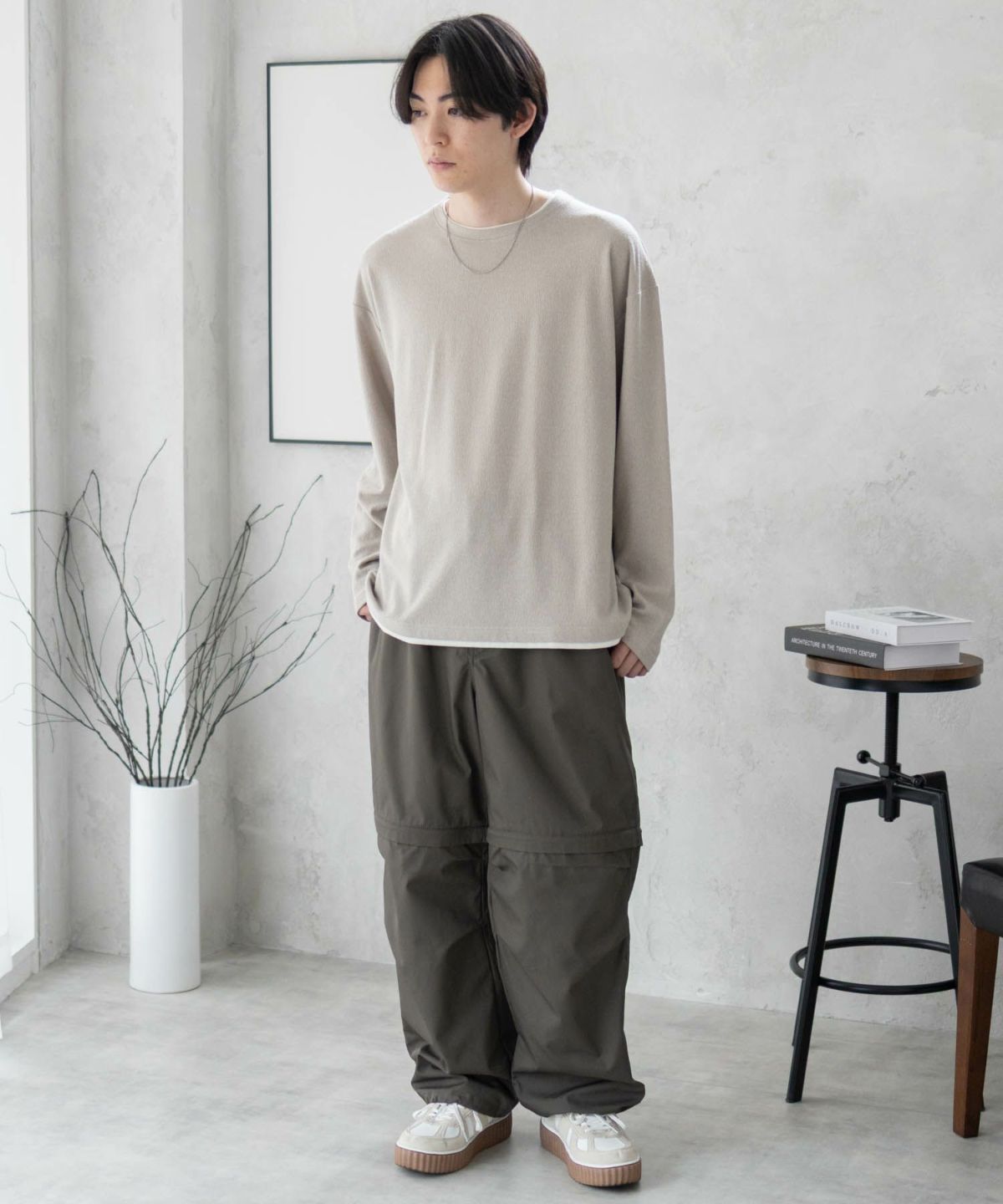 URBAN COLLECTION 梨地フェイクレイヤード長袖Tシャツ メンズ