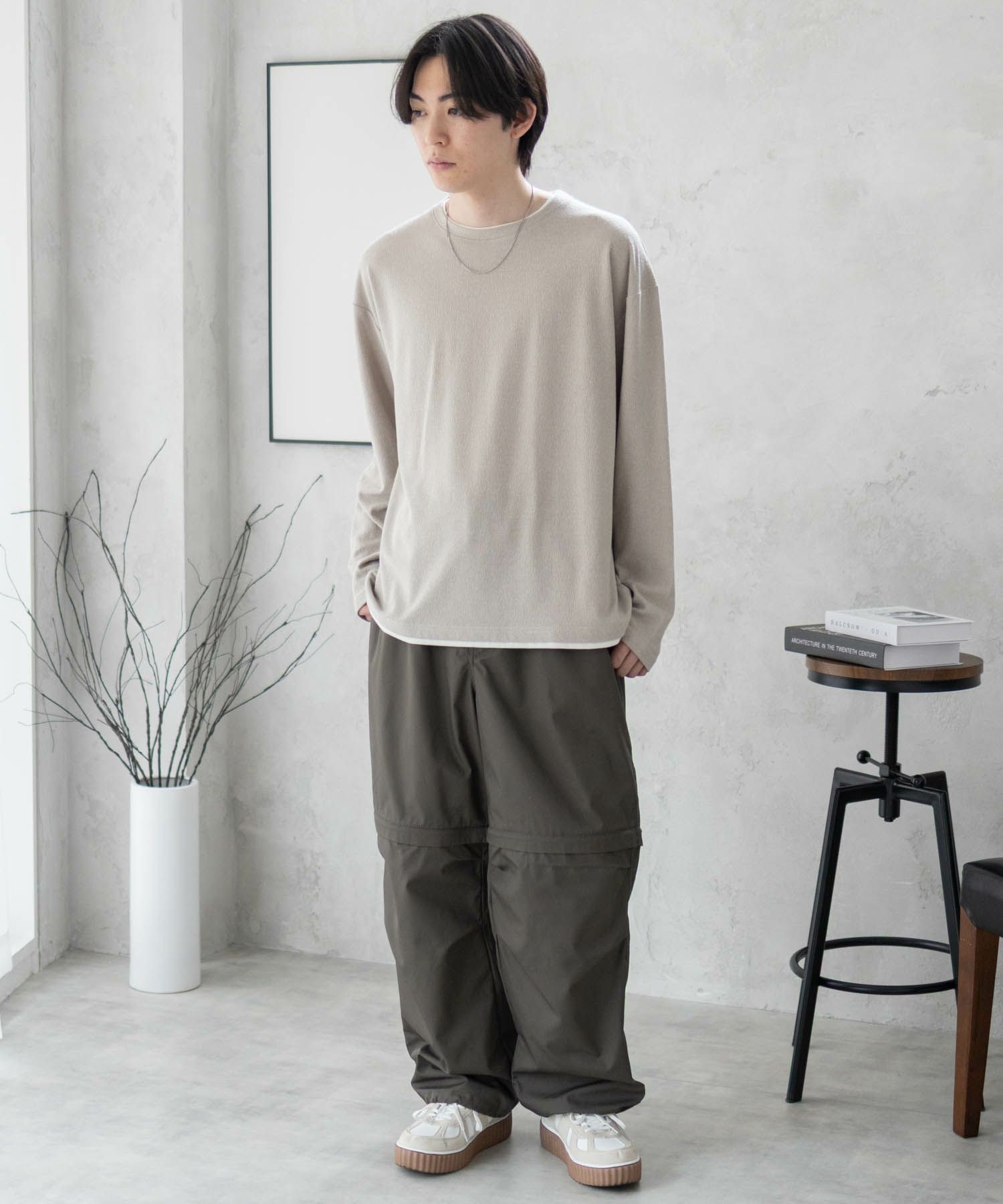 URBAN COLLECTION 梨地フェイクレイヤード長袖Tシャツ メンズ