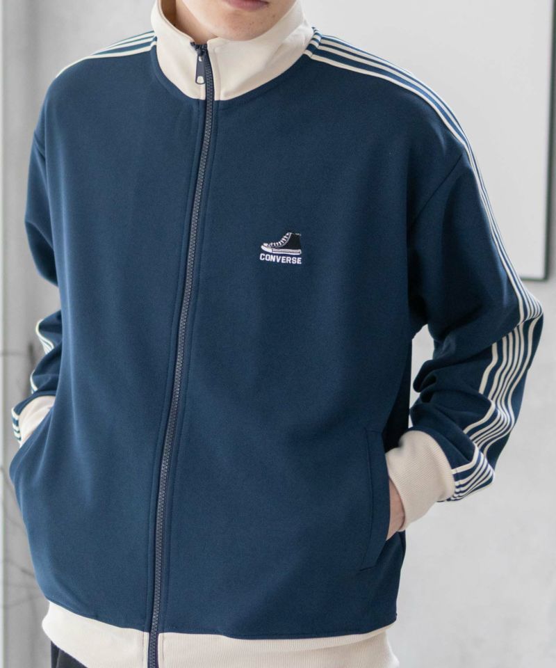 COS コントラストストライプニット　トラックジャケット S ネイビー CONTRAST-STRIPE KNITTED TRACK JACKET - NAVY / IVORY | COS US