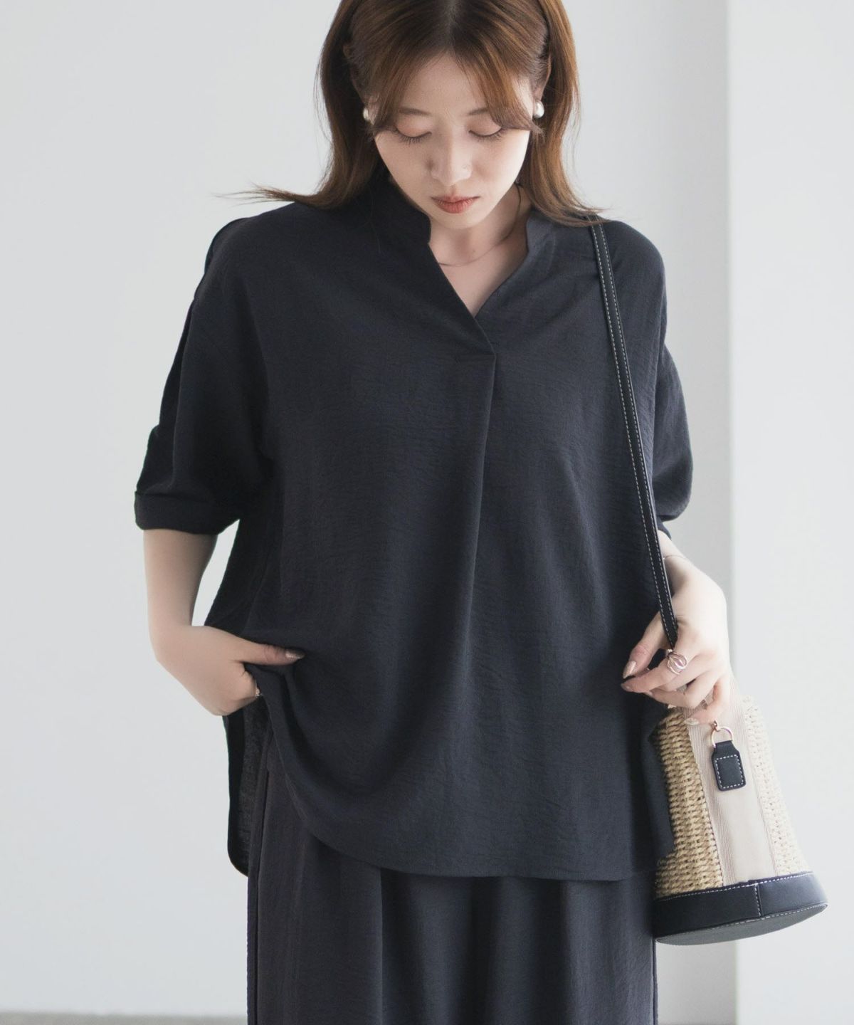 nAvy SARARI ウェーブスキッパーシャツ レディース