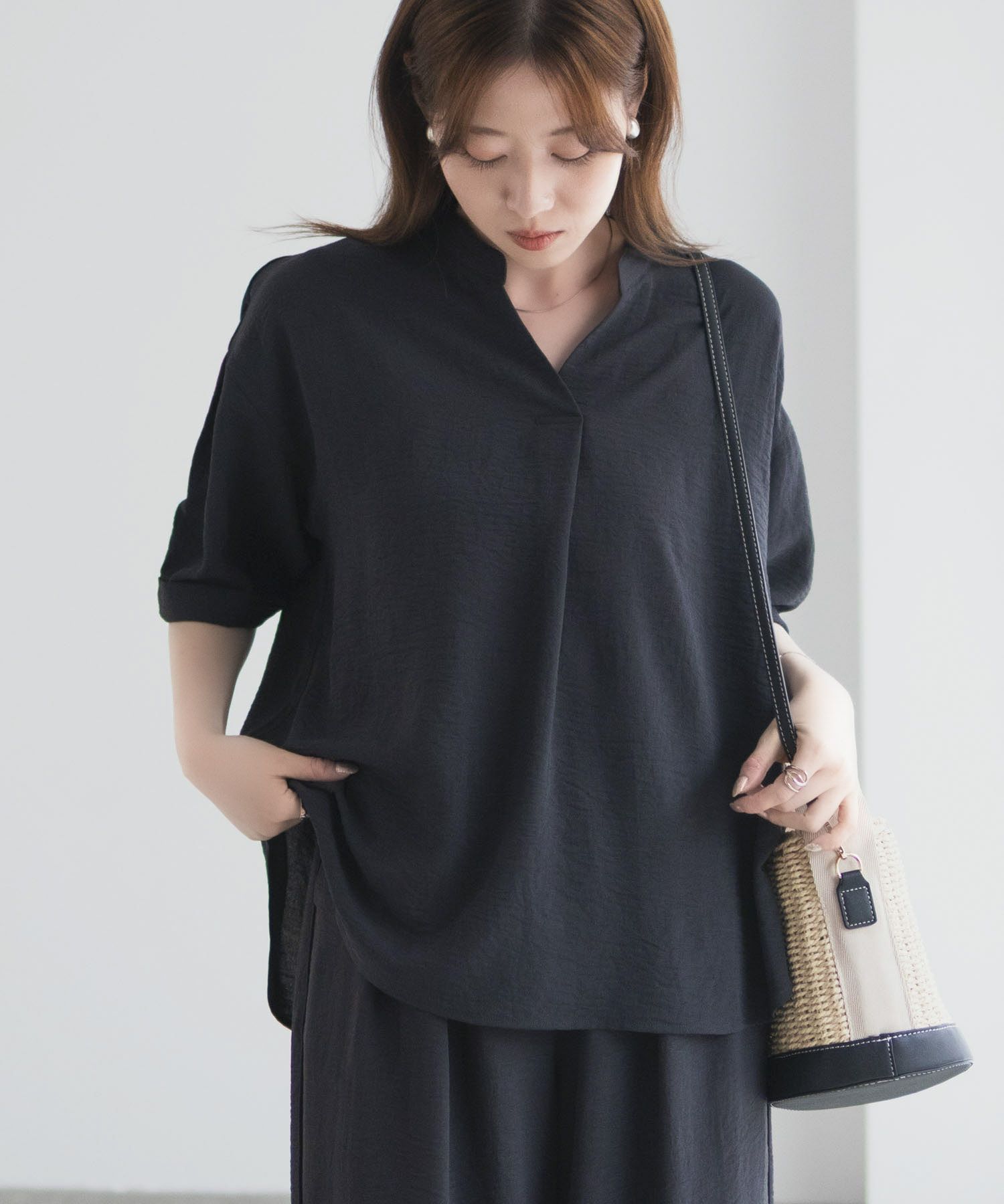 nAvy SARARI ウェーブスキッパーシャツ レディース