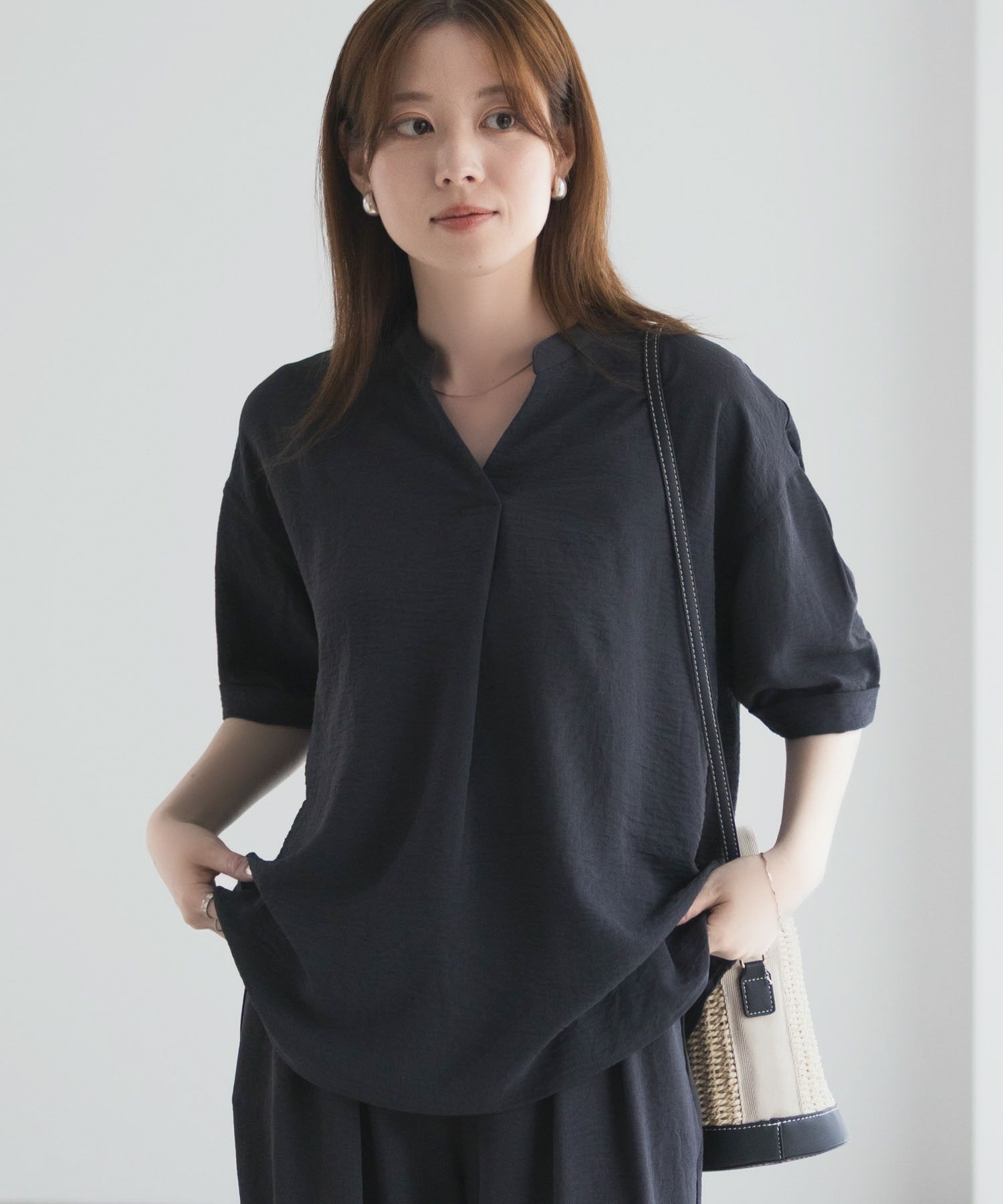 nAvy SARARI ウェーブスキッパーシャツ レディース