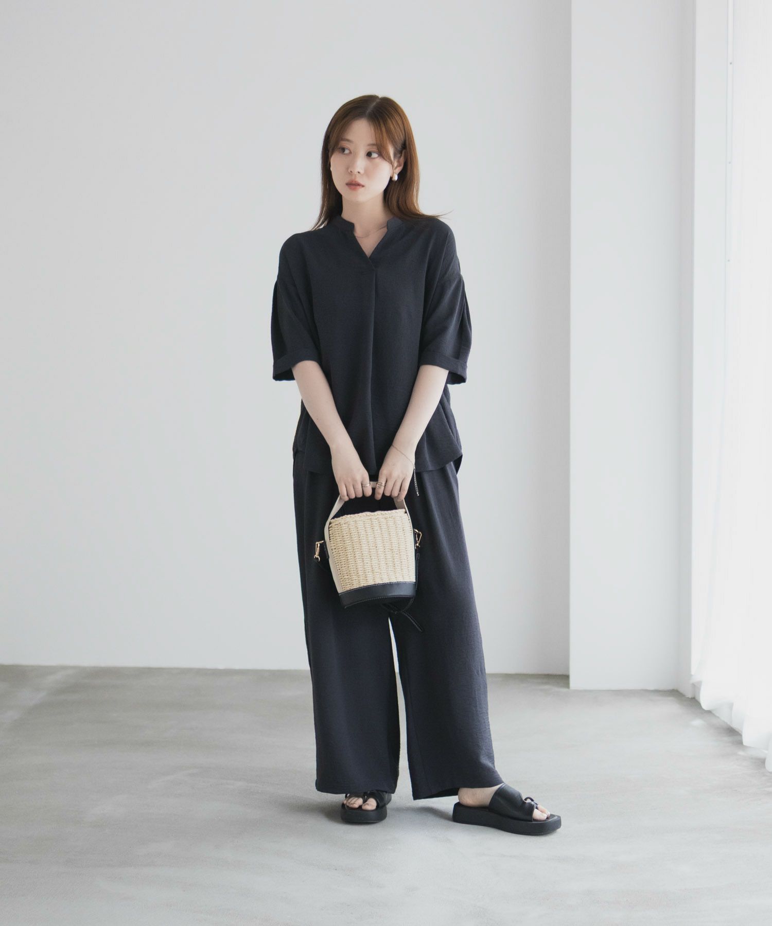 nAvy SARARI ウェーブスキッパーシャツ レディース