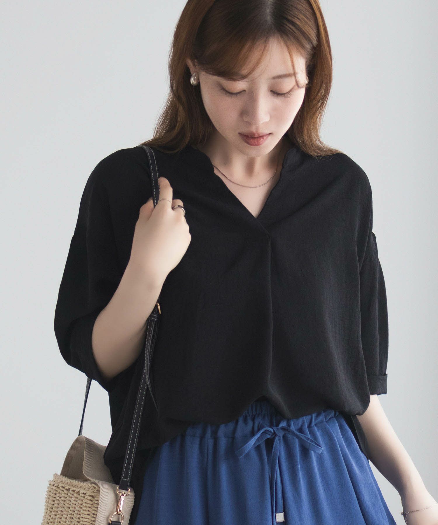 nAvy SARARI ウェーブスキッパーシャツ レディース