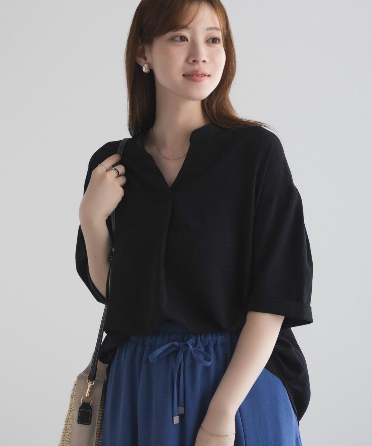 nAvy SARARI ウェーブスキッパーシャツ レディース