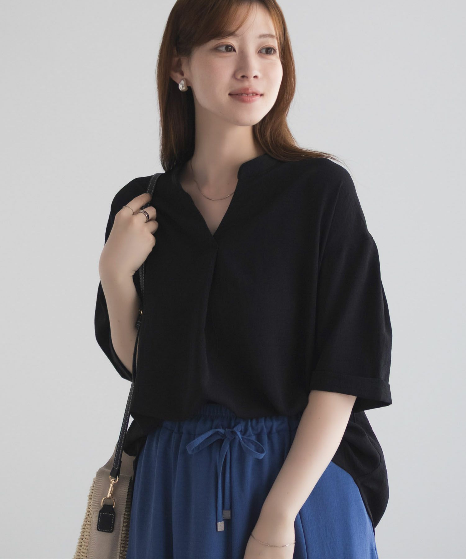 nAvy SARARI ウェーブスキッパーシャツ レディース