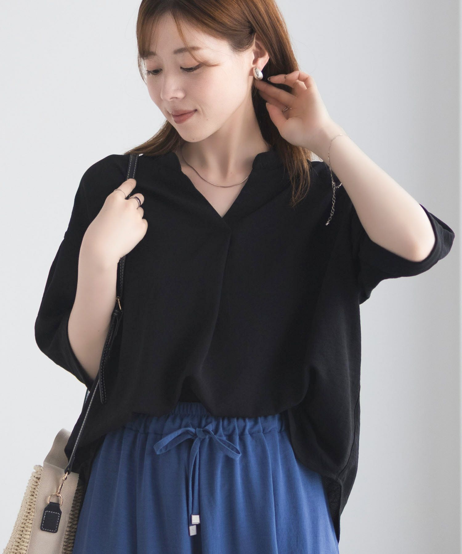 nAvy SARARI ウェーブスキッパーシャツ レディース