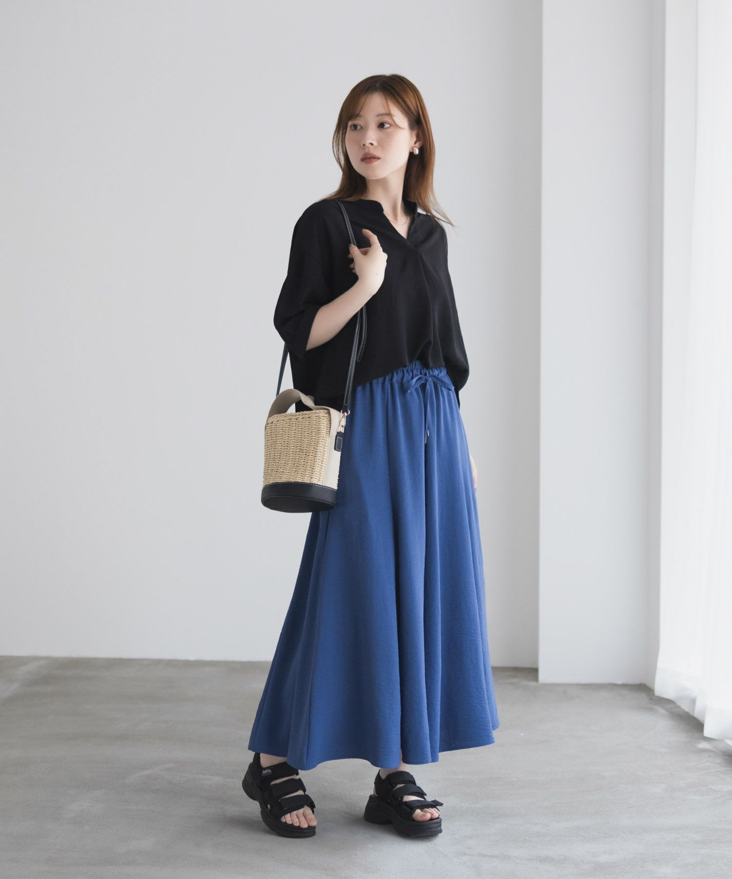 nAvy SARARI ウェーブスキッパーシャツ レディース