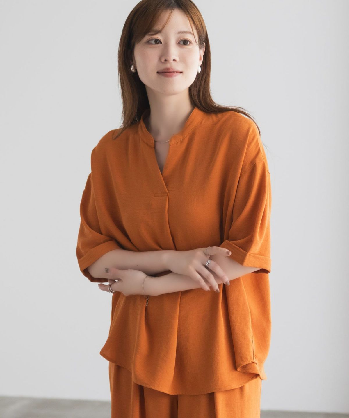 nAvy SARARI ウェーブスキッパーシャツ レディース