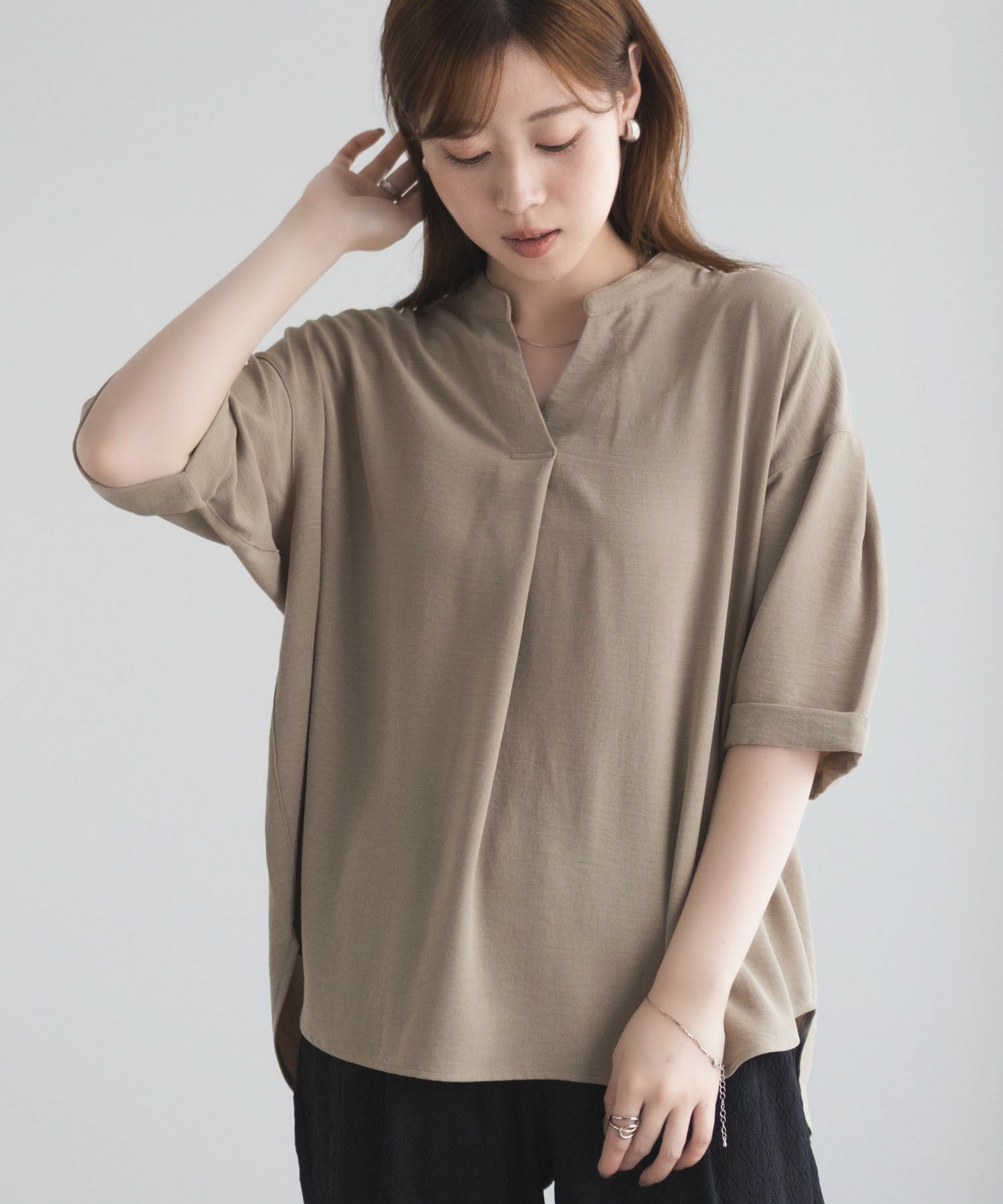 nAvy SARARI ウェーブスキッパーシャツ レディース