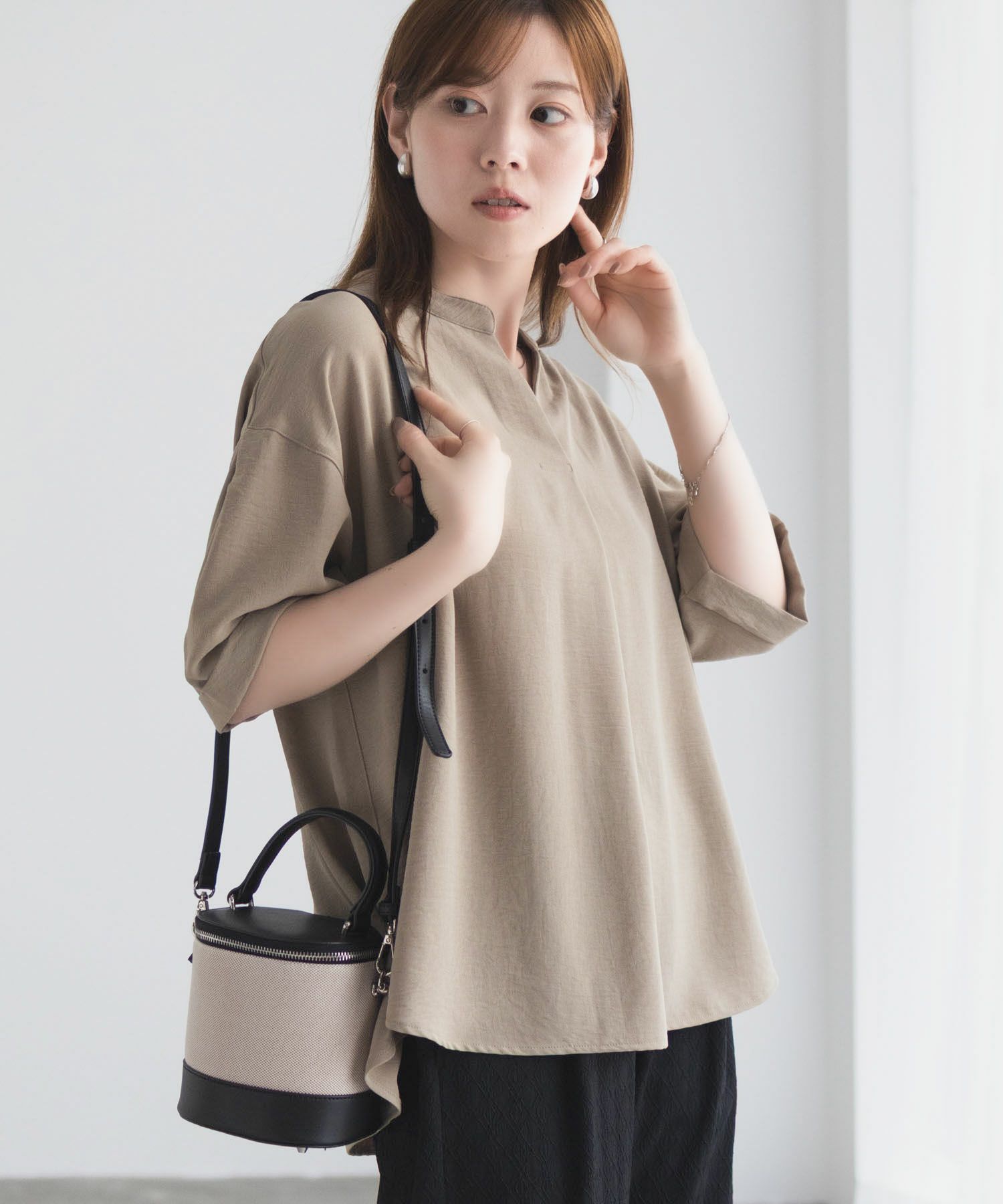 nAvy SARARI ウェーブスキッパーシャツ レディース