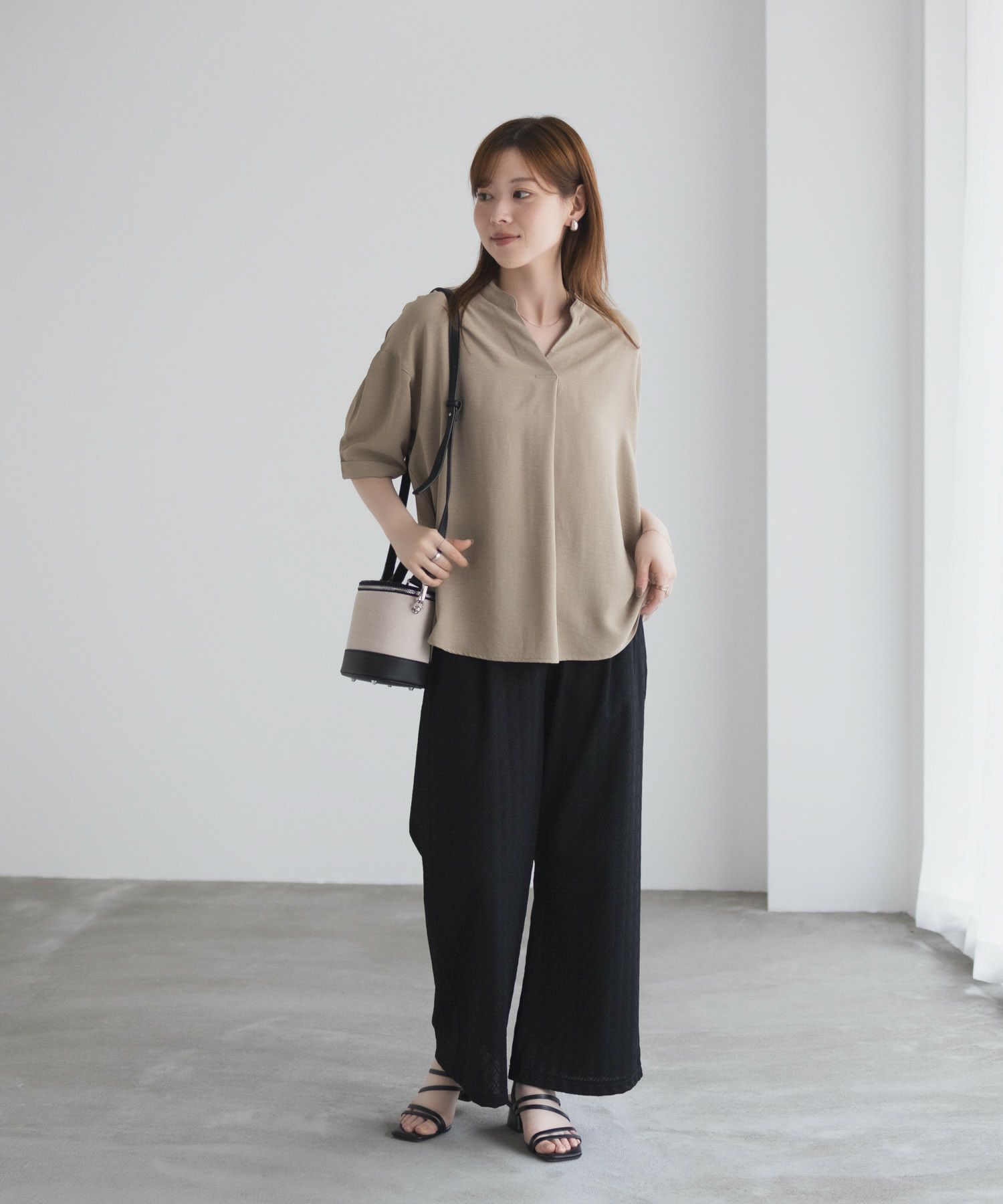 nAvy SARARI ウェーブスキッパーシャツ レディース