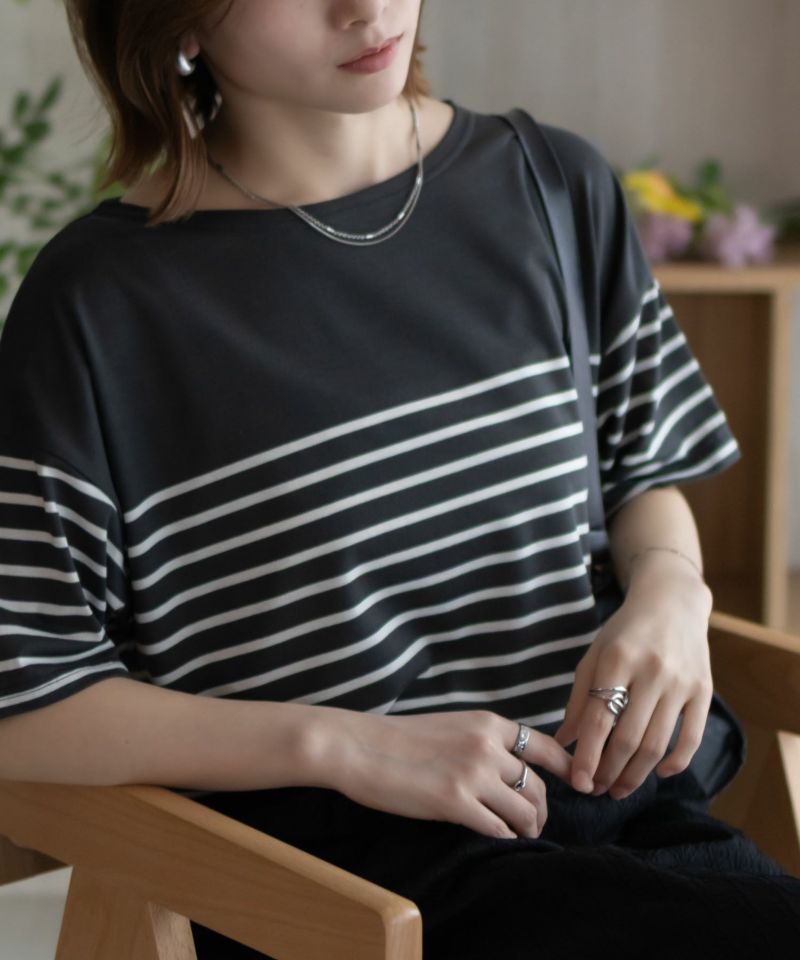 Howdy Marie ボーダー5分袖Tシャツ レディース メール便 対応商品商品画像-7