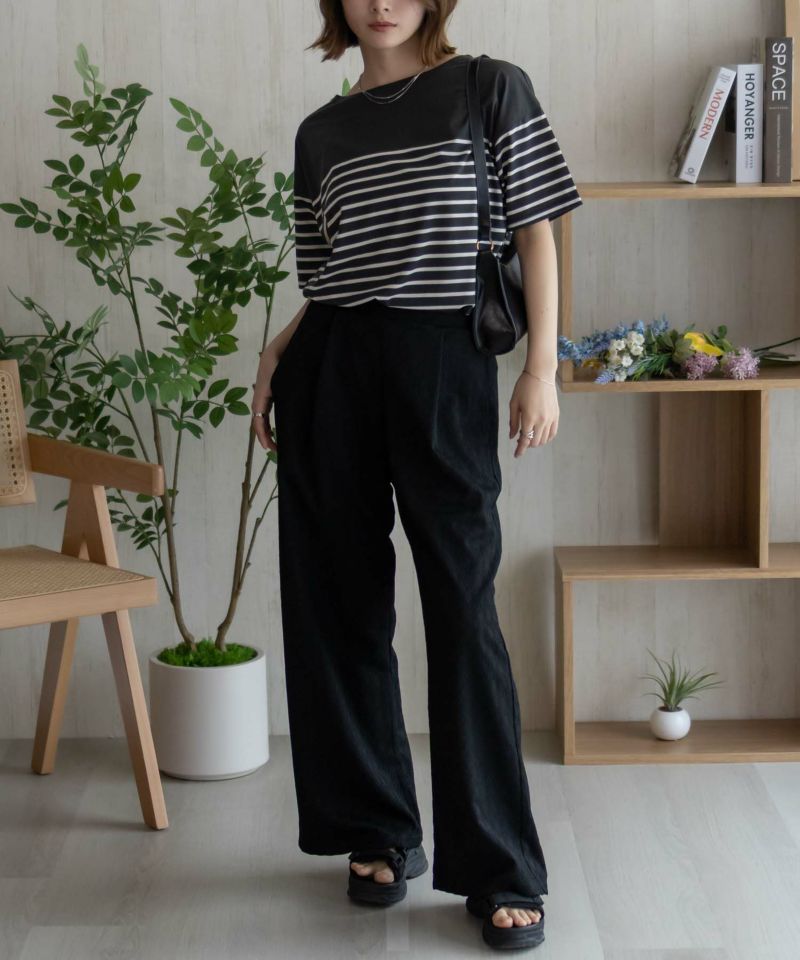 Howdy Marie ボーダー5分袖Tシャツ レディース
