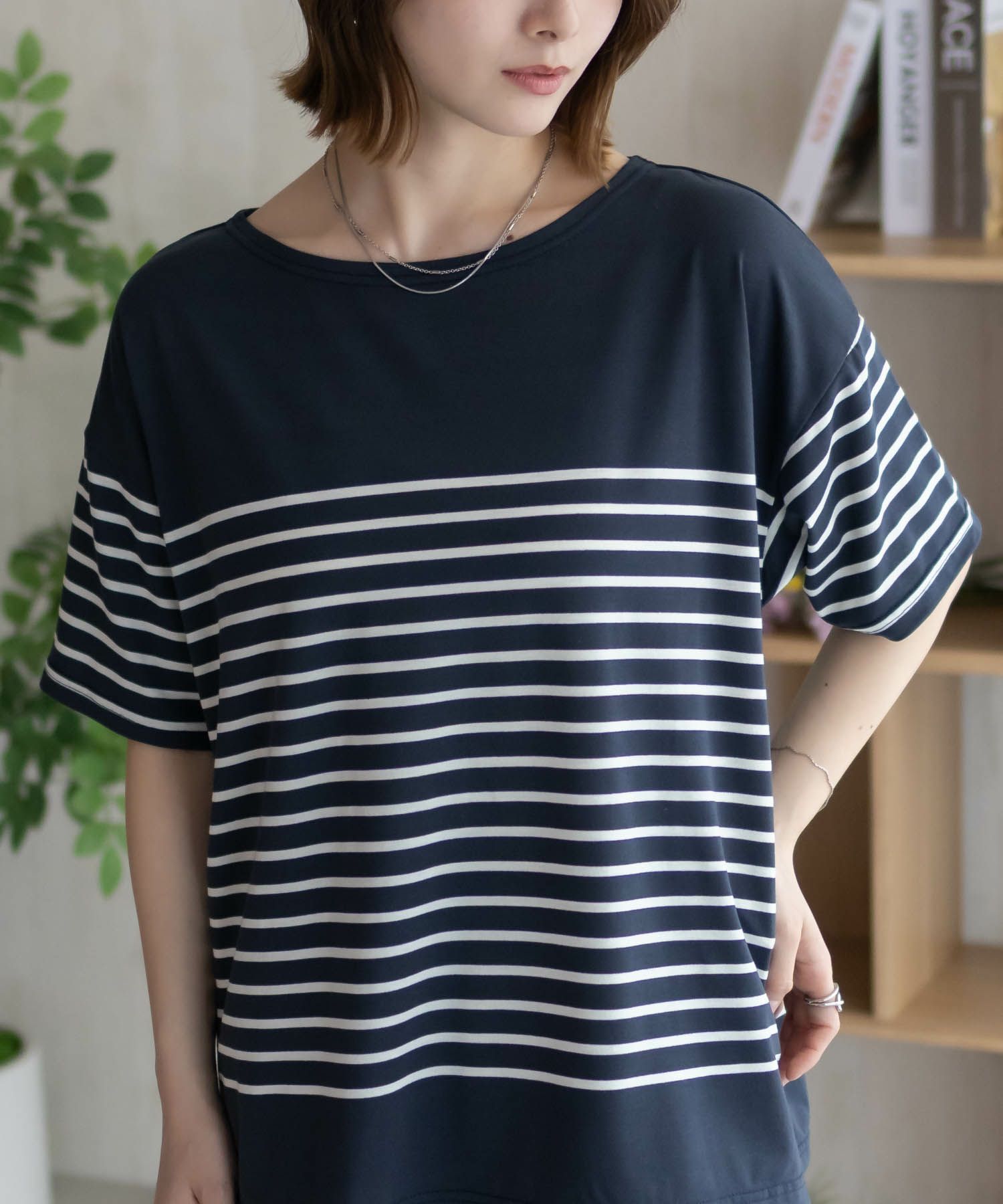 Howdy Marie ボーダー5分袖Tシャツ レディース ネコポス 対応商品