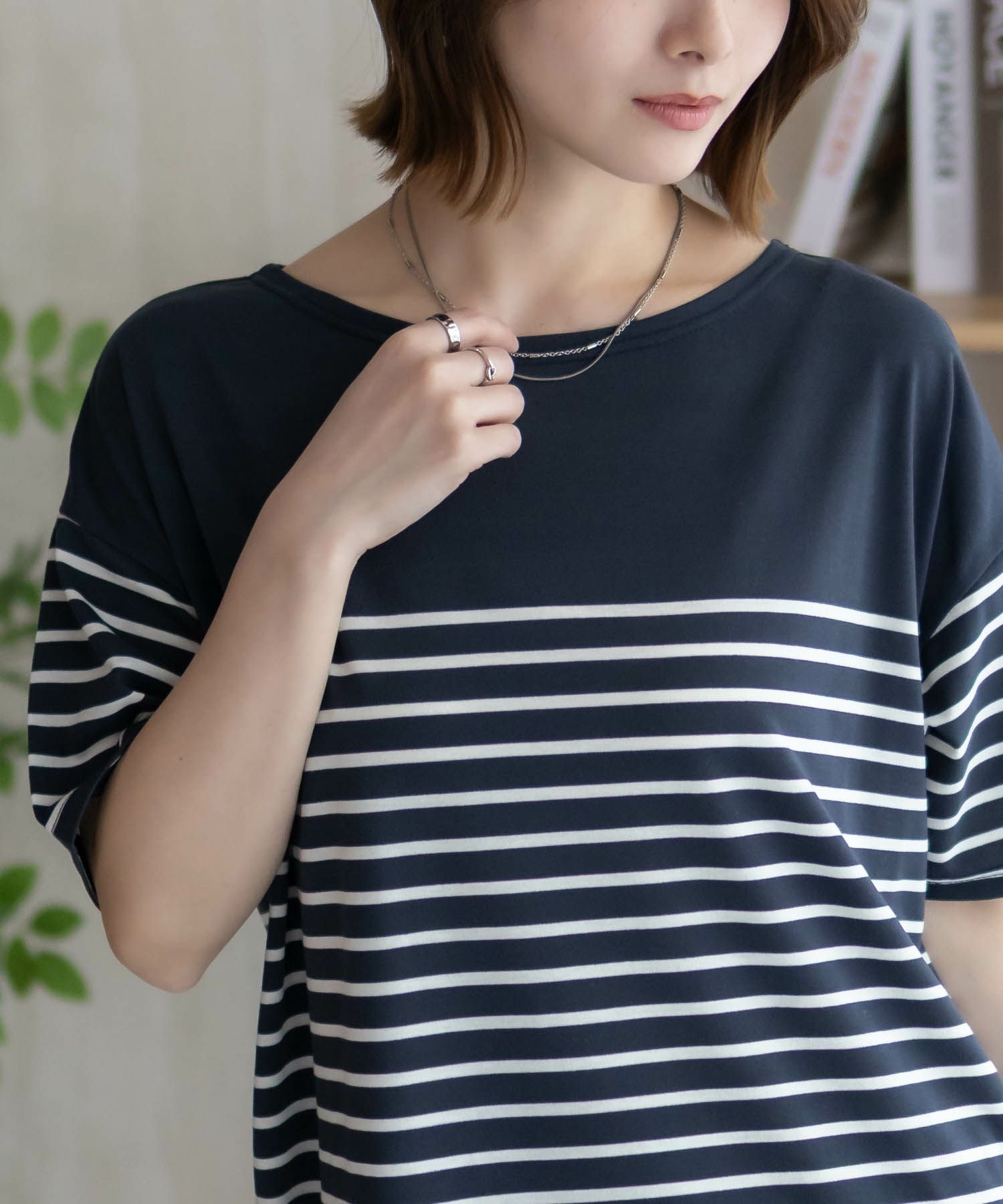 Howdy Marie ボーダー5分袖Tシャツ レディース ネコポス 対応商品