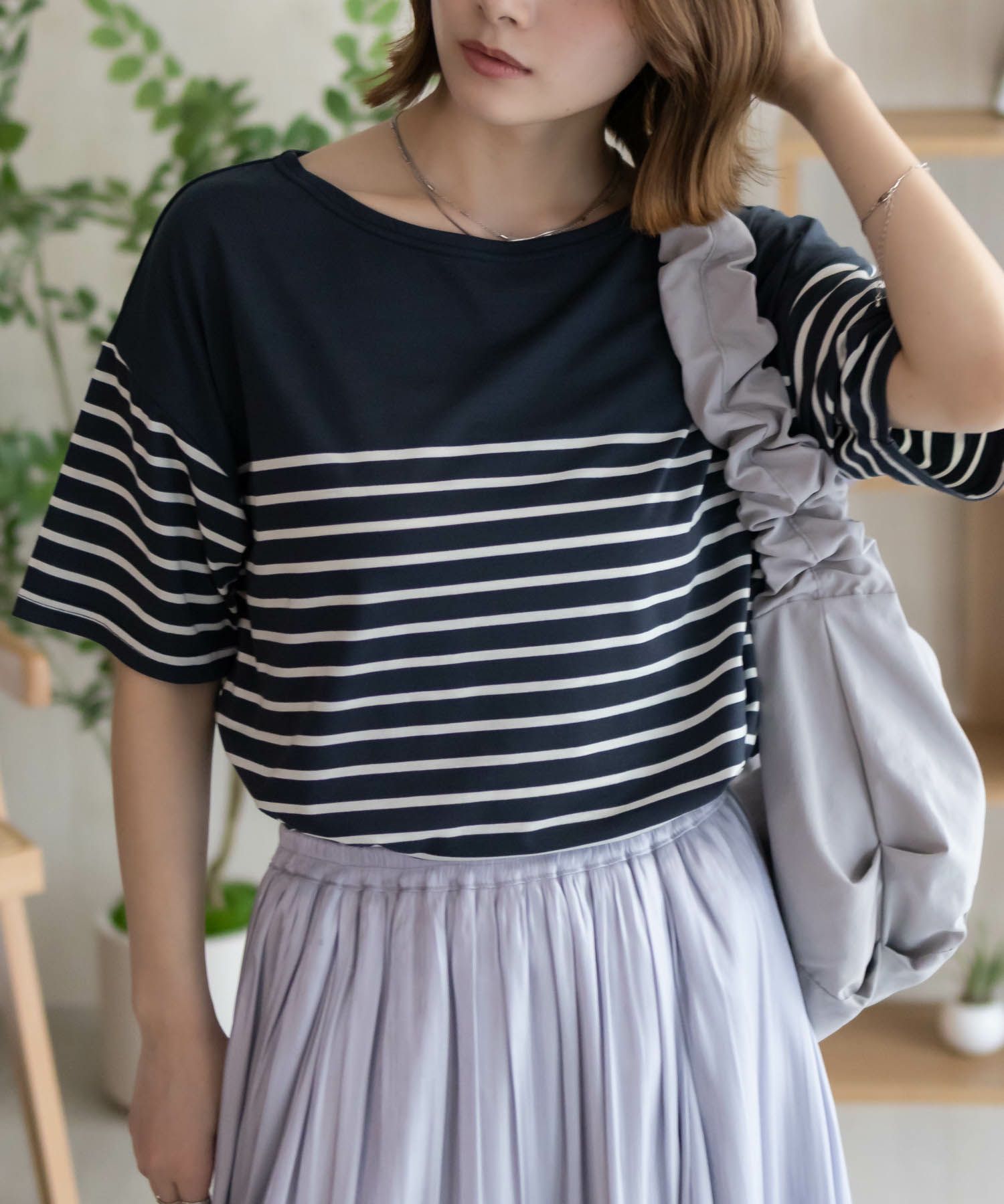 Howdy Marie ボーダー5分袖Tシャツ レディース メール便 対応商品商品画像-15