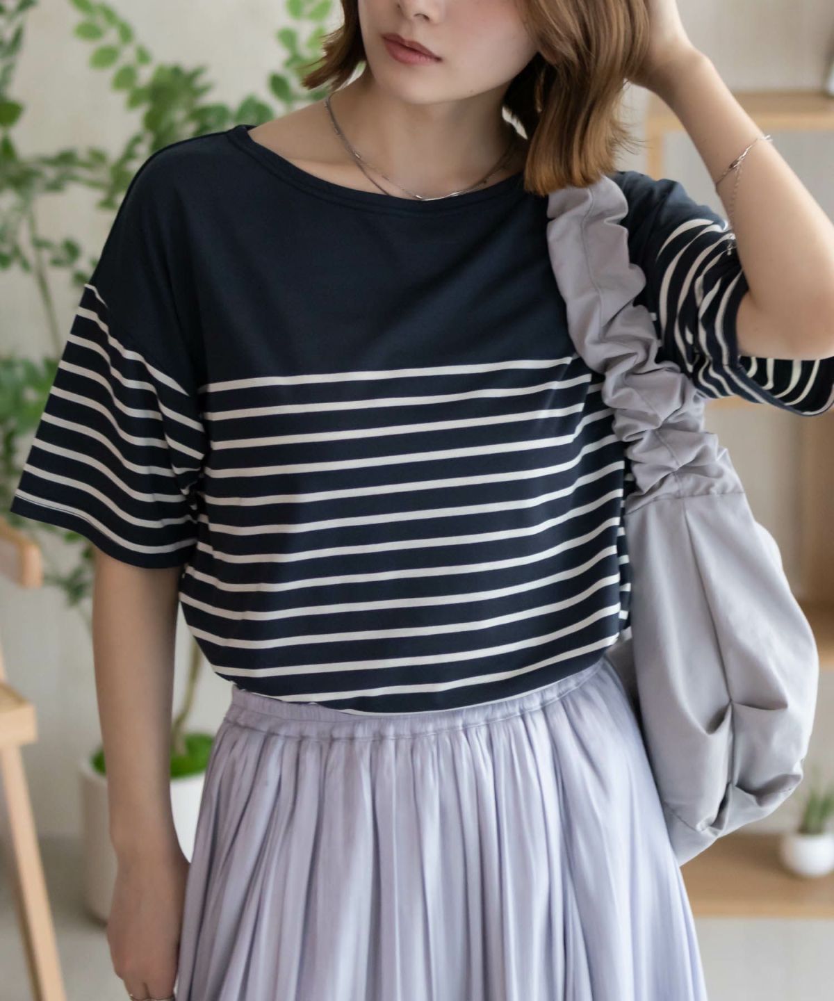 Howdy Marie ボーダー5分袖Tシャツ レディース ネコポス 対応商品