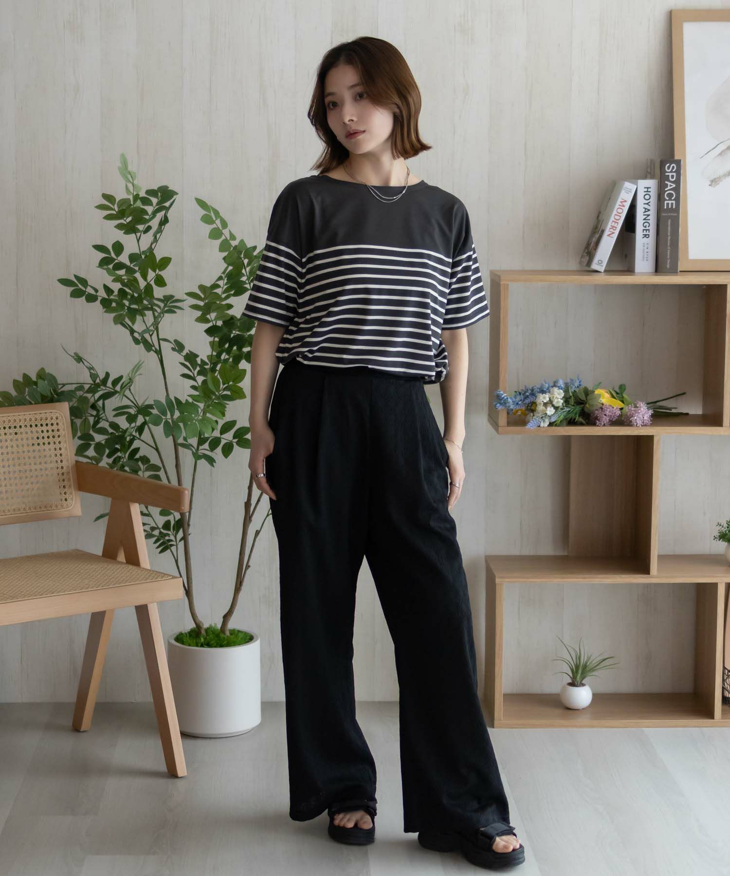 Howdy Marie ボーダー5分袖Tシャツ レディース ネコポス 対応商品