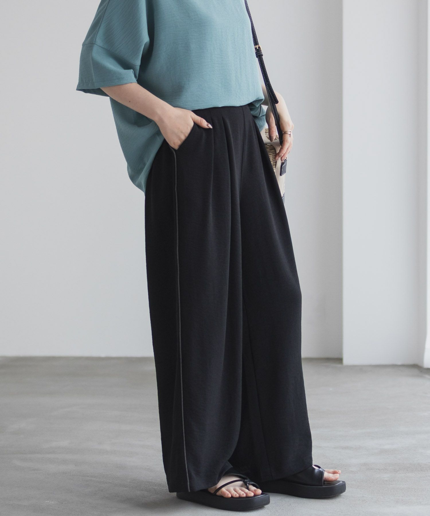 nAvy SARARI ウェーブワイドパンツ レディース