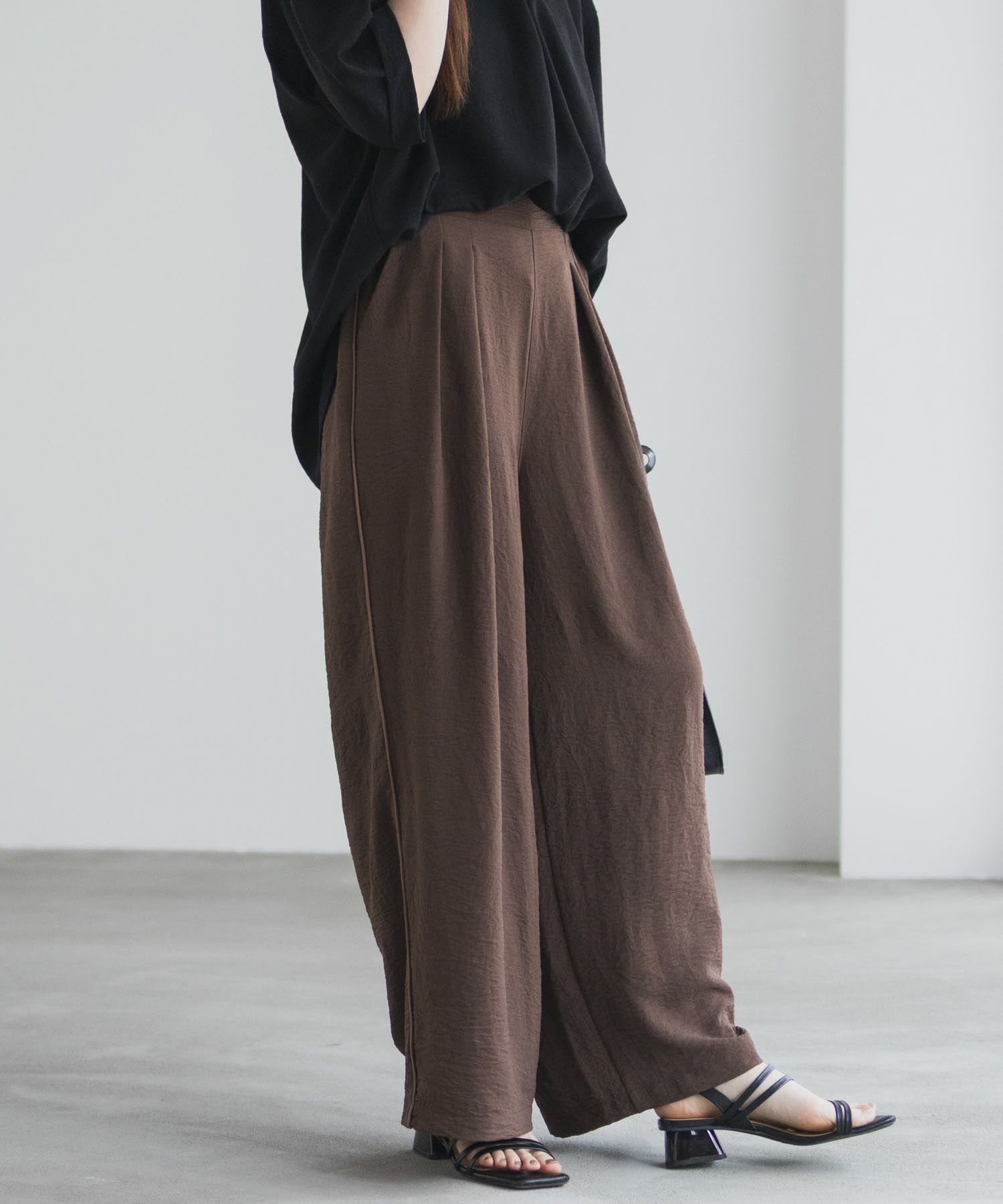 nAvy SARARI ウェーブワイドパンツ レディース