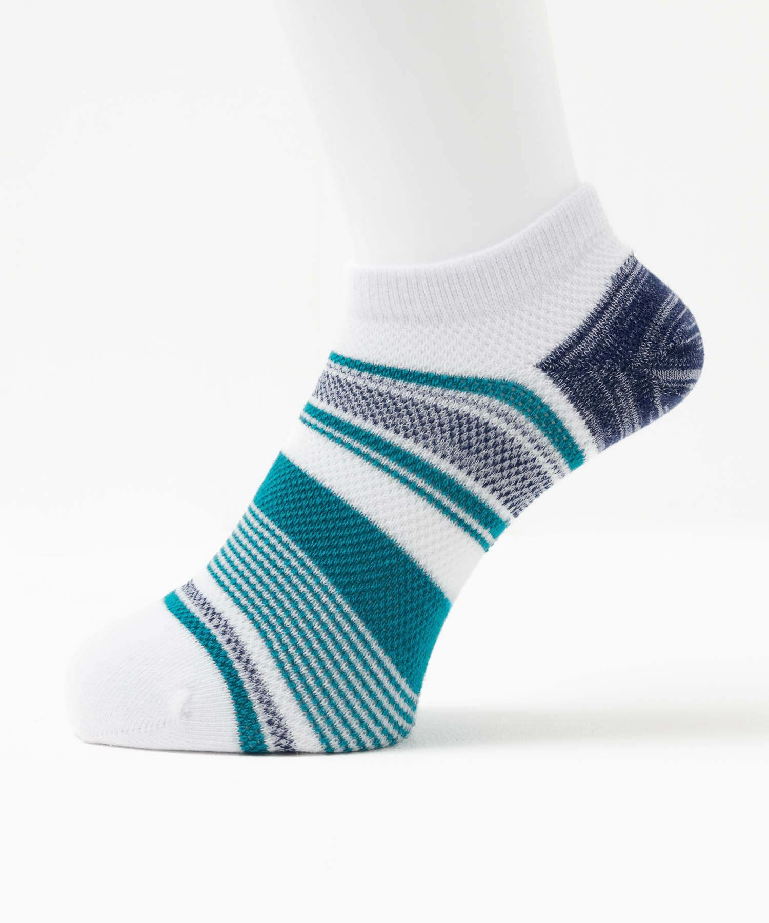 NAVY  アンクルソックス カノコメッシュボーダー メンズ商品画像-1