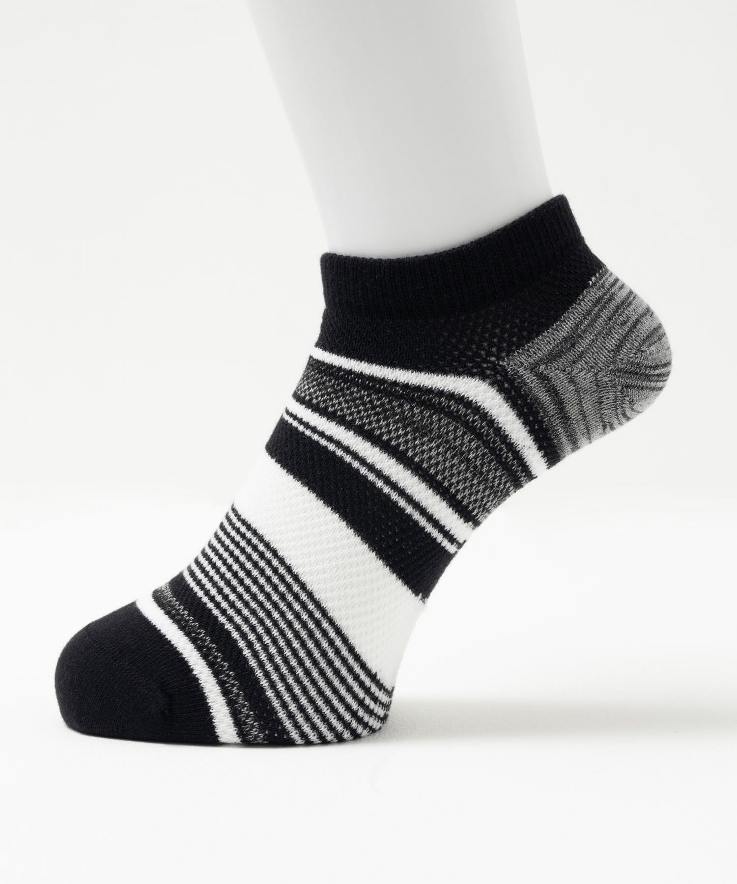 NAVY アンクルソックス カノコメッシュボーダー メンズ