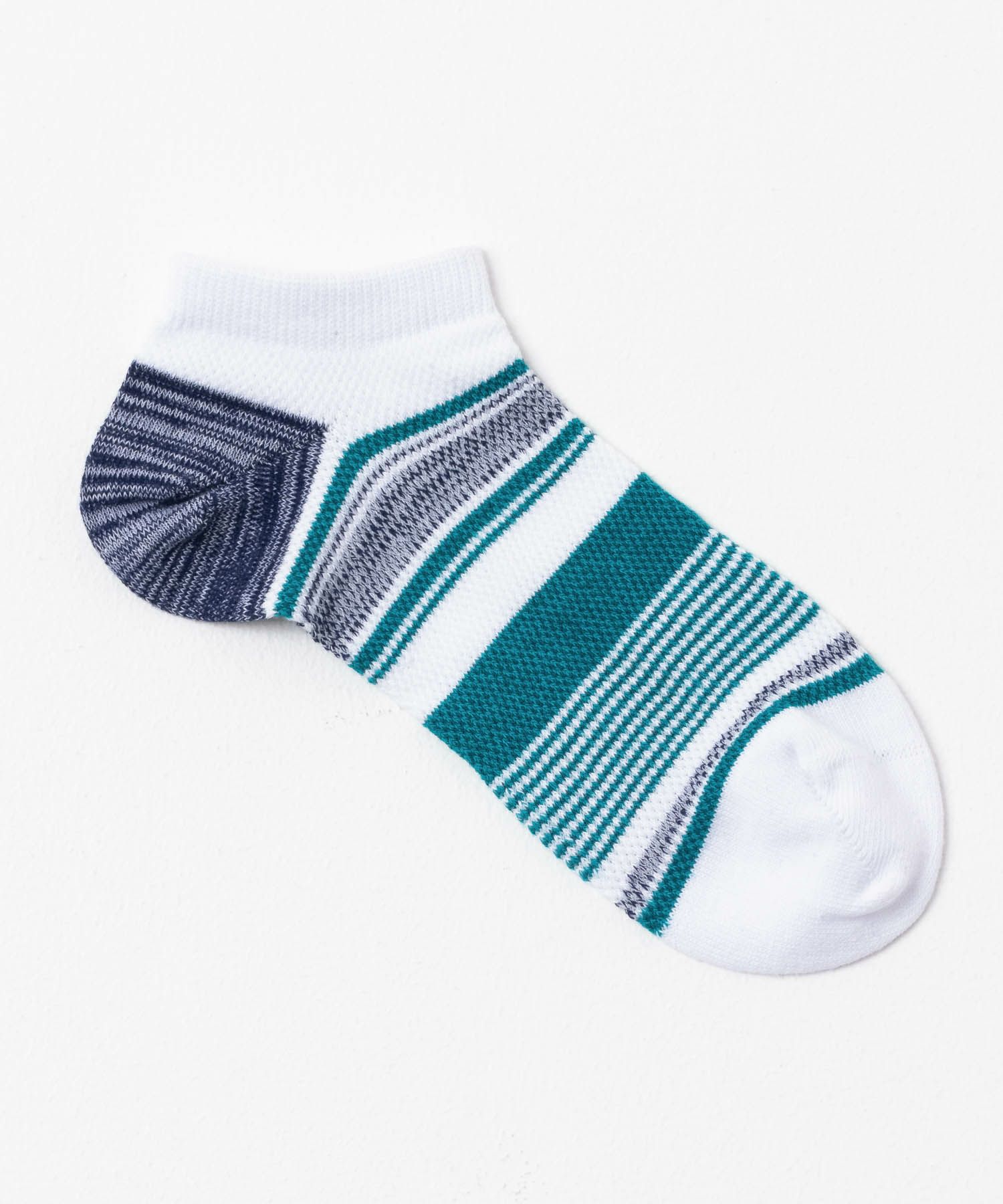NAVY  アンクルソックス カノコメッシュボーダー メンズ商品画像-7