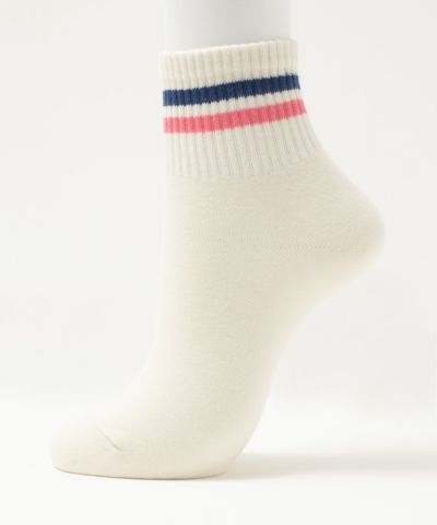 NAVY  クォーターソックス 2本ライン レディース