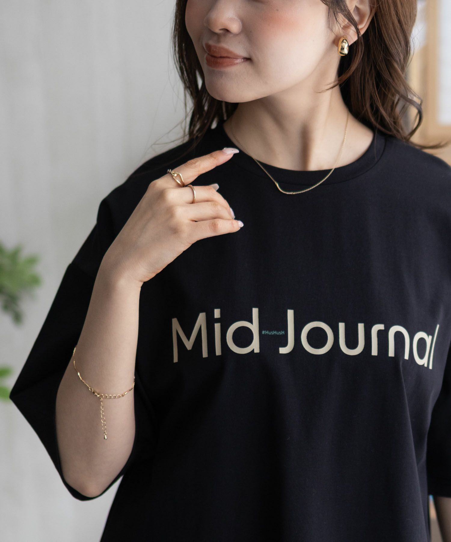 HusHusH  ロゴプリントチュニック レディース メール便 対応商品商品画像-5