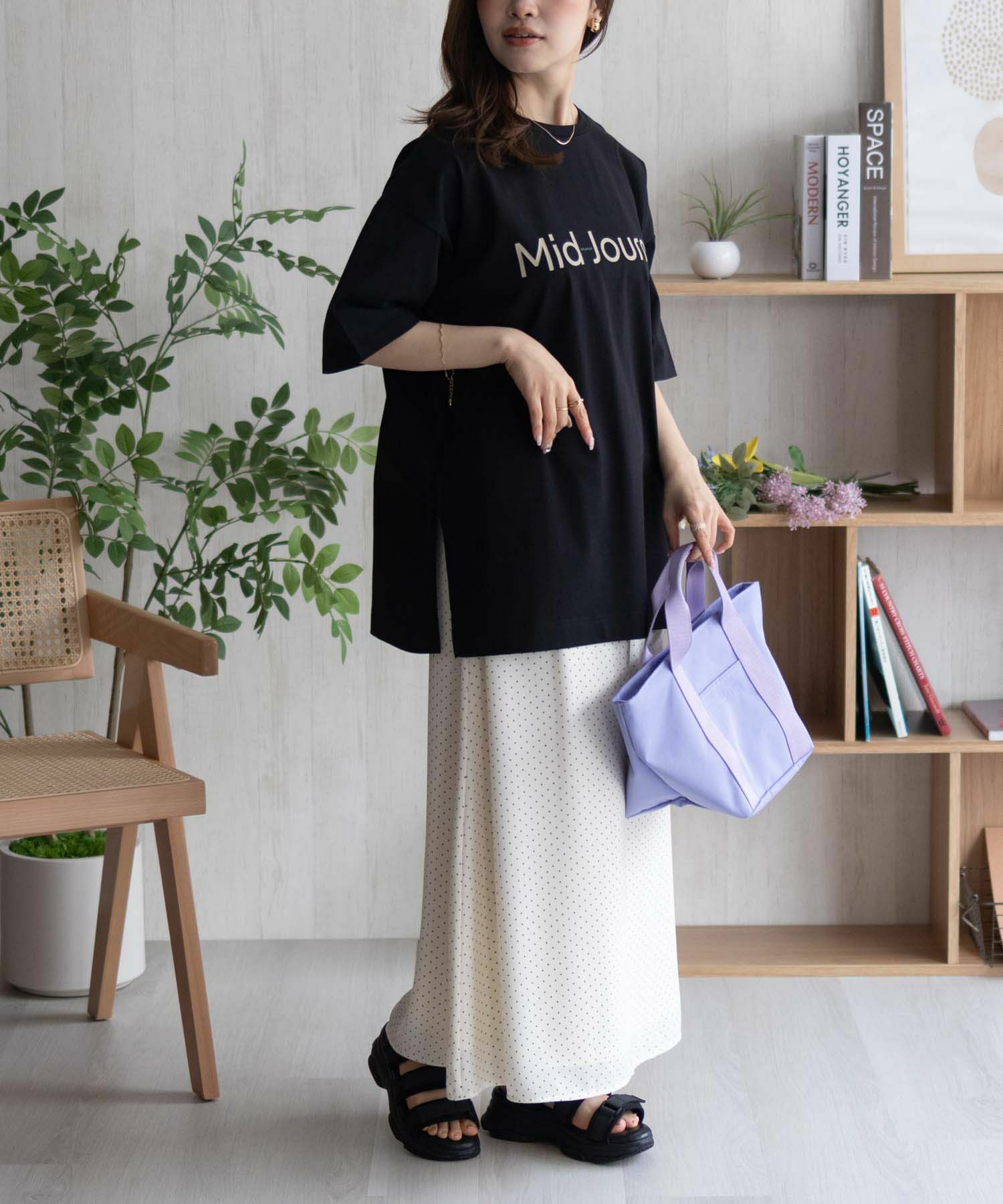 HusHusH ロゴプリントチュニック レディース メール便 対応商品商品画像-9